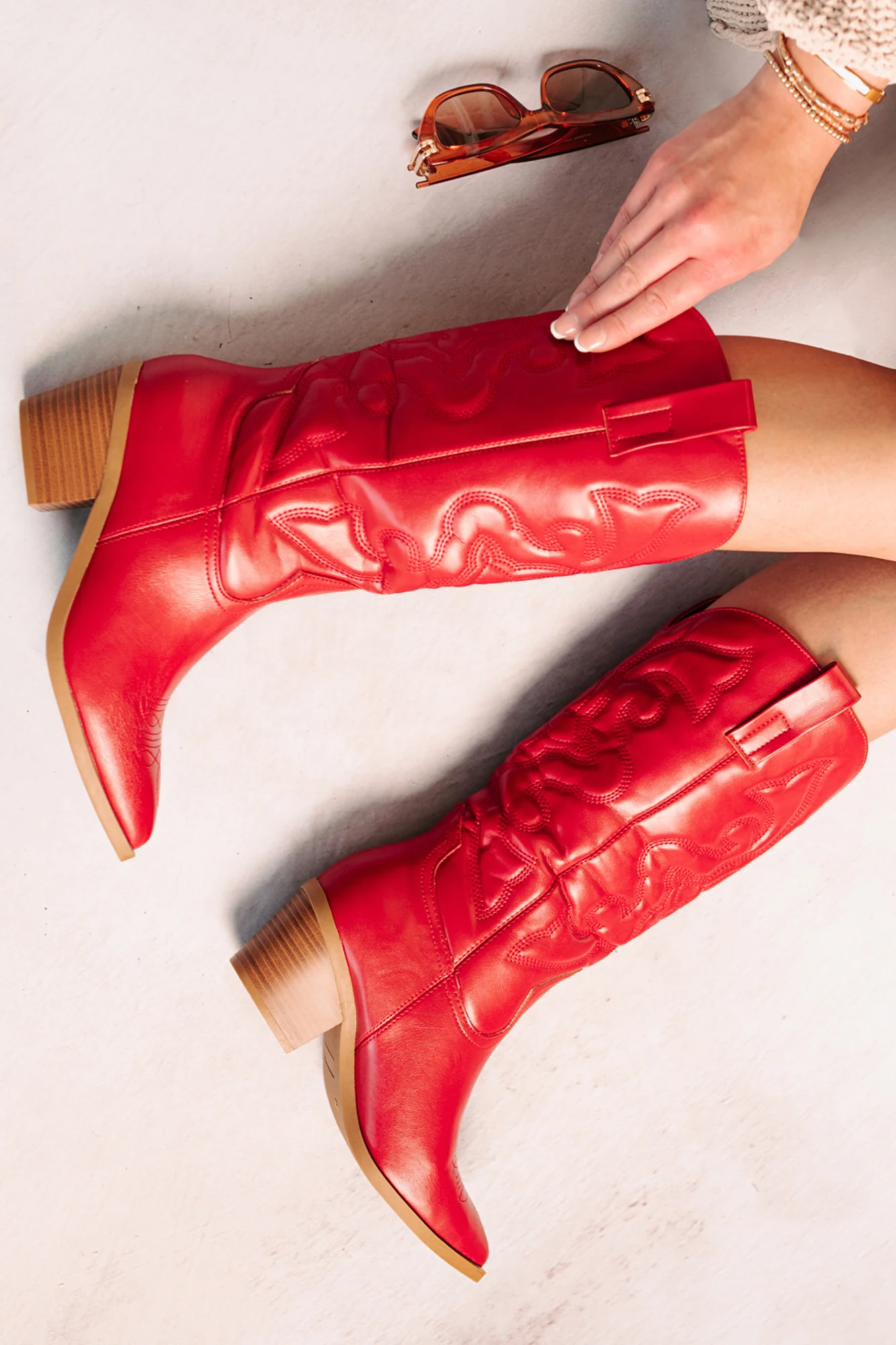 Cowgirl Glow Pointed Toe Western Boots (Red) - Image 10