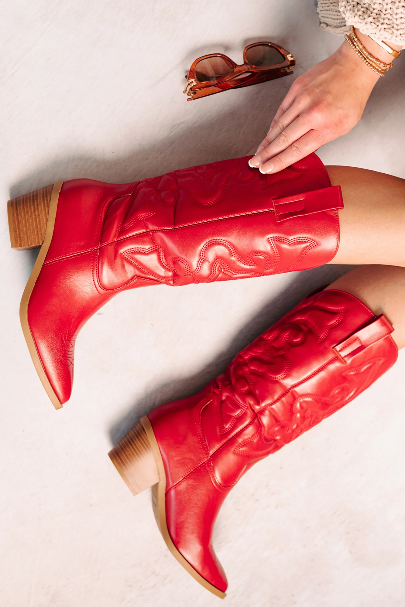 Cowgirl Glow Pointed Toe Western Boots (Red) - Image 5