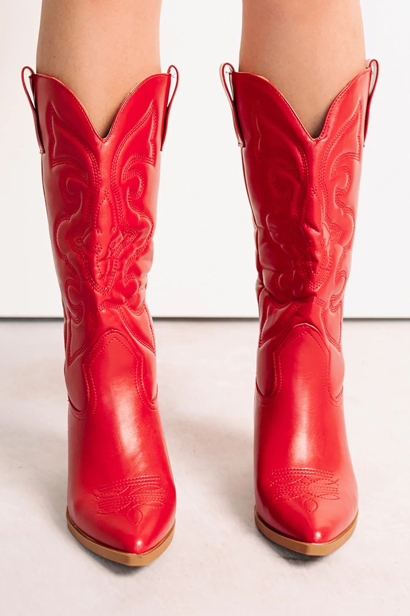 Cowgirl Glow Pointed Toe Western Boots (Red) - Image 6