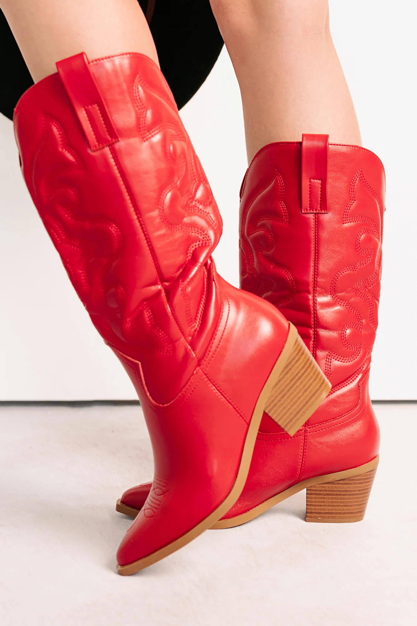 Cowgirl Glow Pointed Toe Western Boots (Red) - Image 7