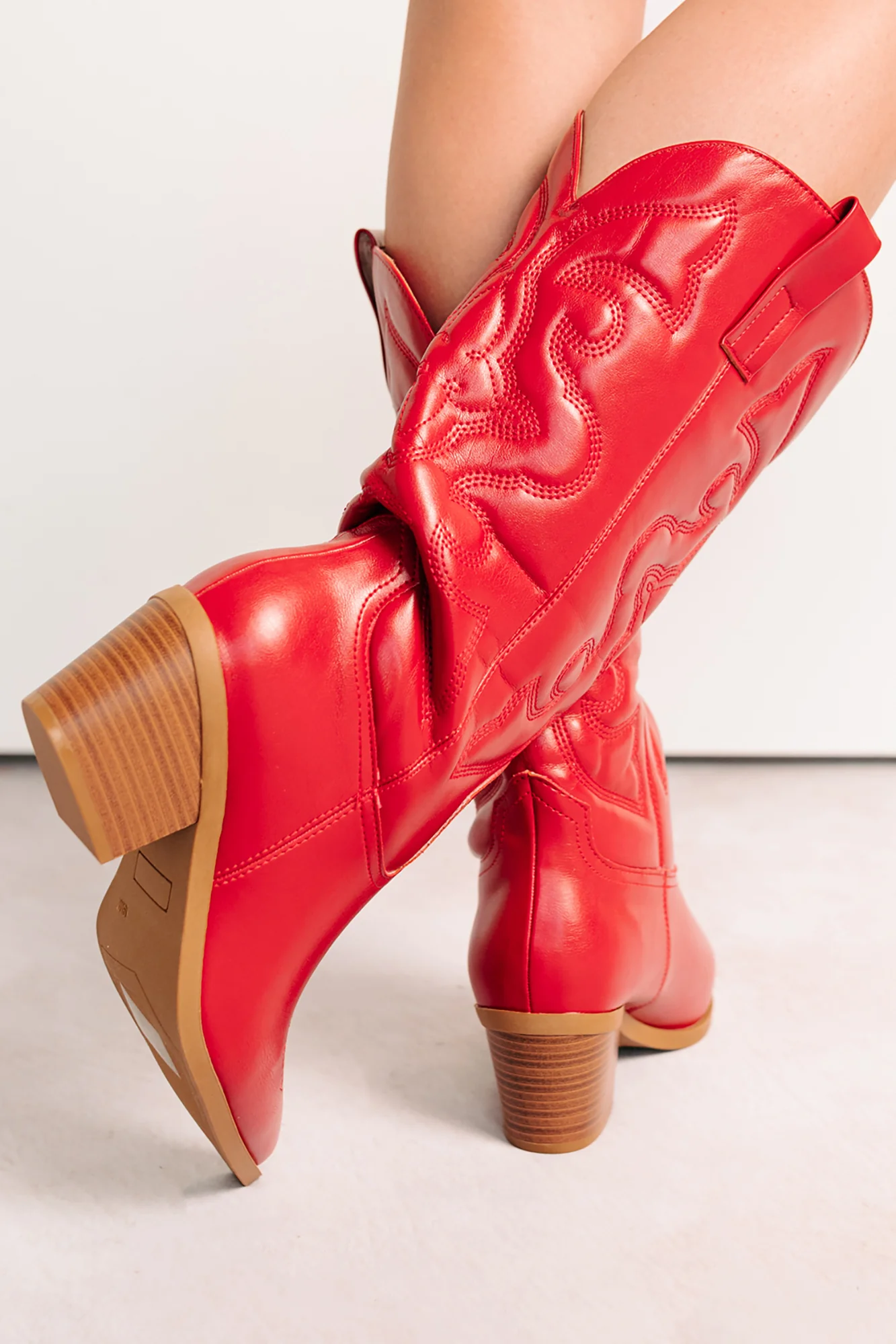 Cowgirl Glow Pointed Toe Western Boots (Red) - Image 8