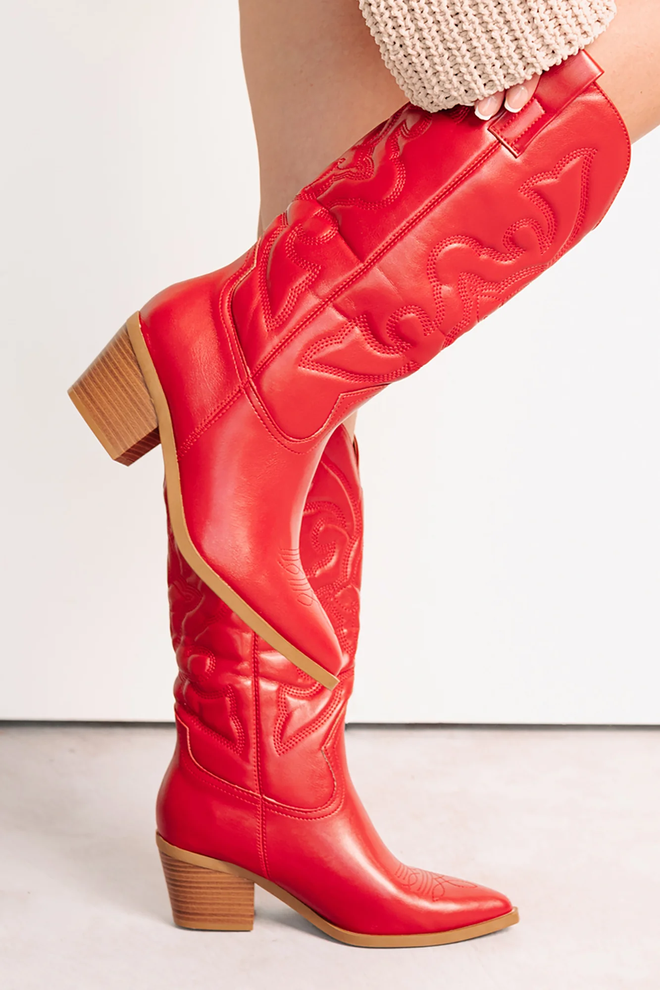 Cowgirl Glow Pointed Toe Western Boots (Red) - Image 9