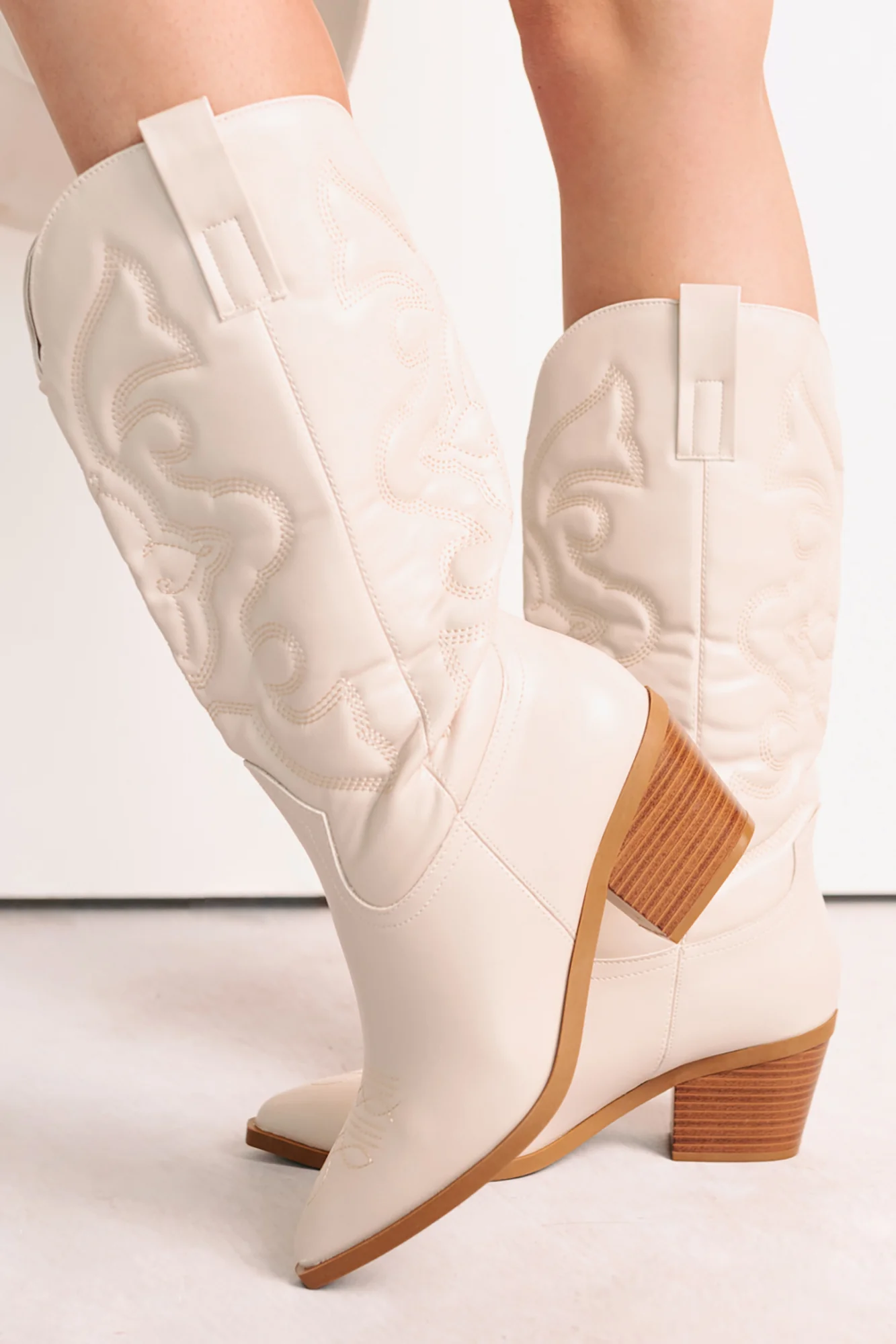 Cowgirl Glow Pointed Toe Western Boots (Sand) - Image 3