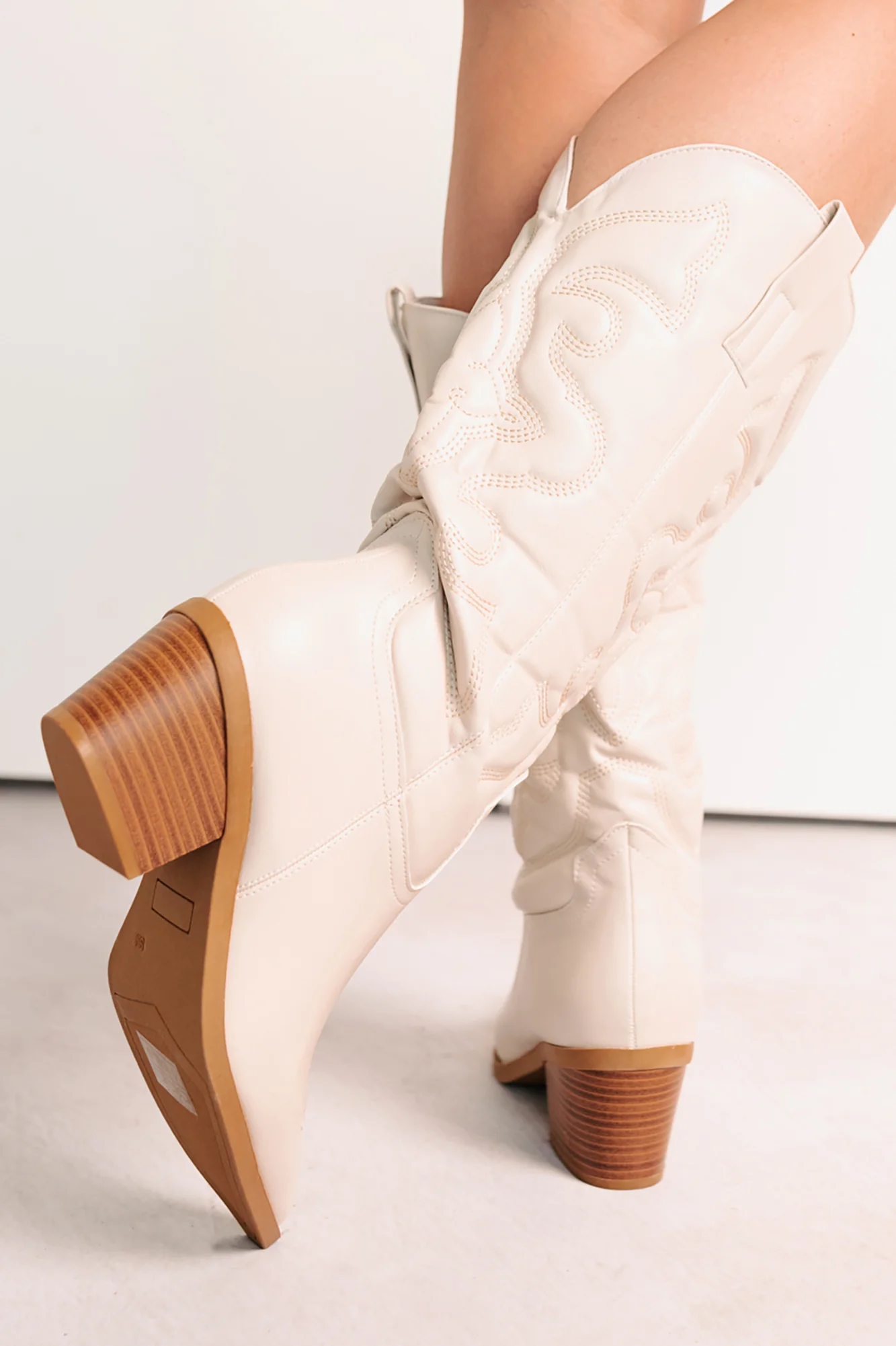 Cowgirl Glow Pointed Toe Western Boots (Sand) - Image 4