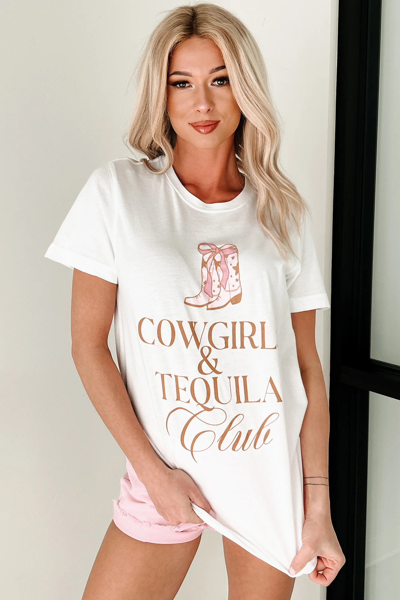 "Cowgirls & Tequila Club" Graphic T-Shirt (Ivory) - Image 3