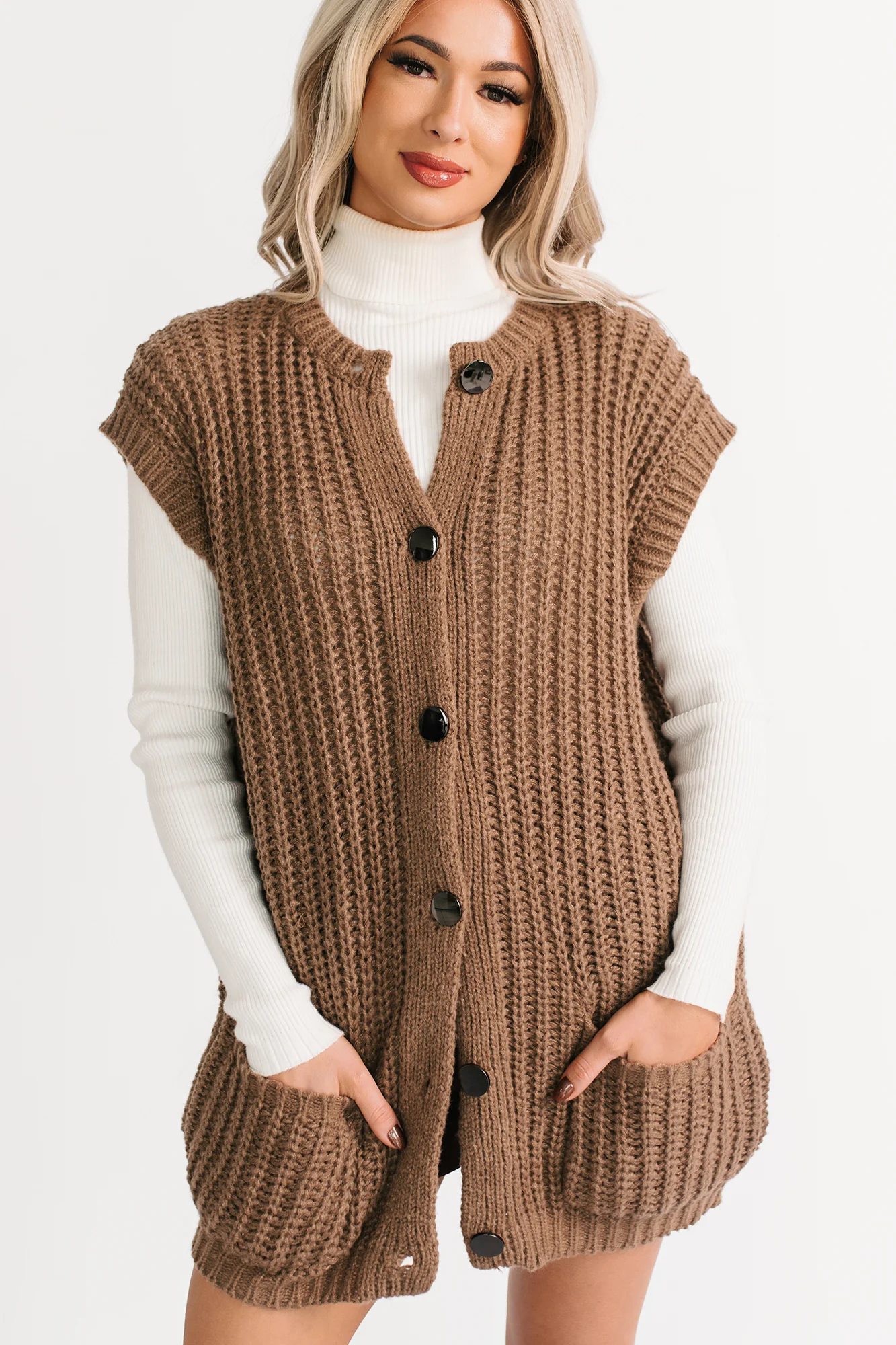 Cozy Carry Short Sleeve Cardigan (Brown) - Image 3