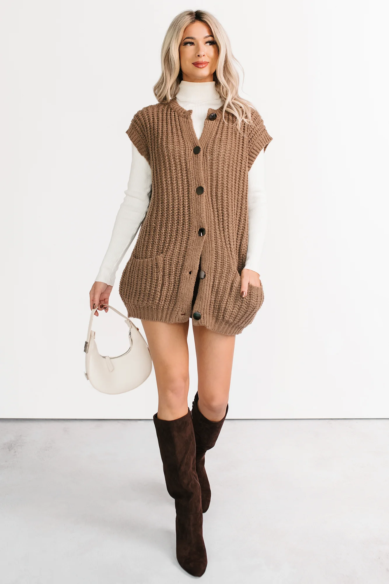 Cozy Carry Short Sleeve Cardigan (Brown) - Image 6