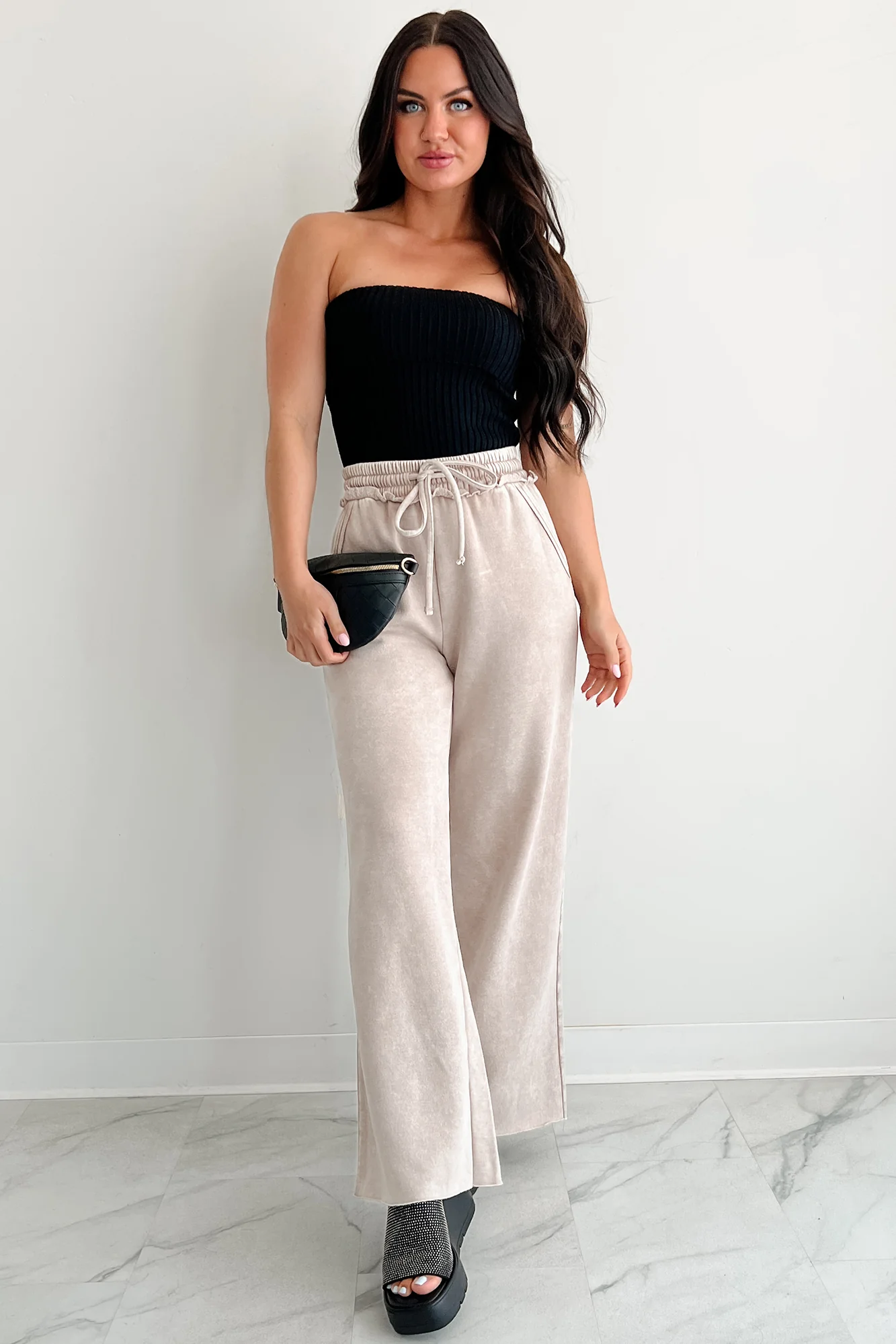 Cozy Corner Ribbed Strapless Fold Over Top (Black) - Image 6