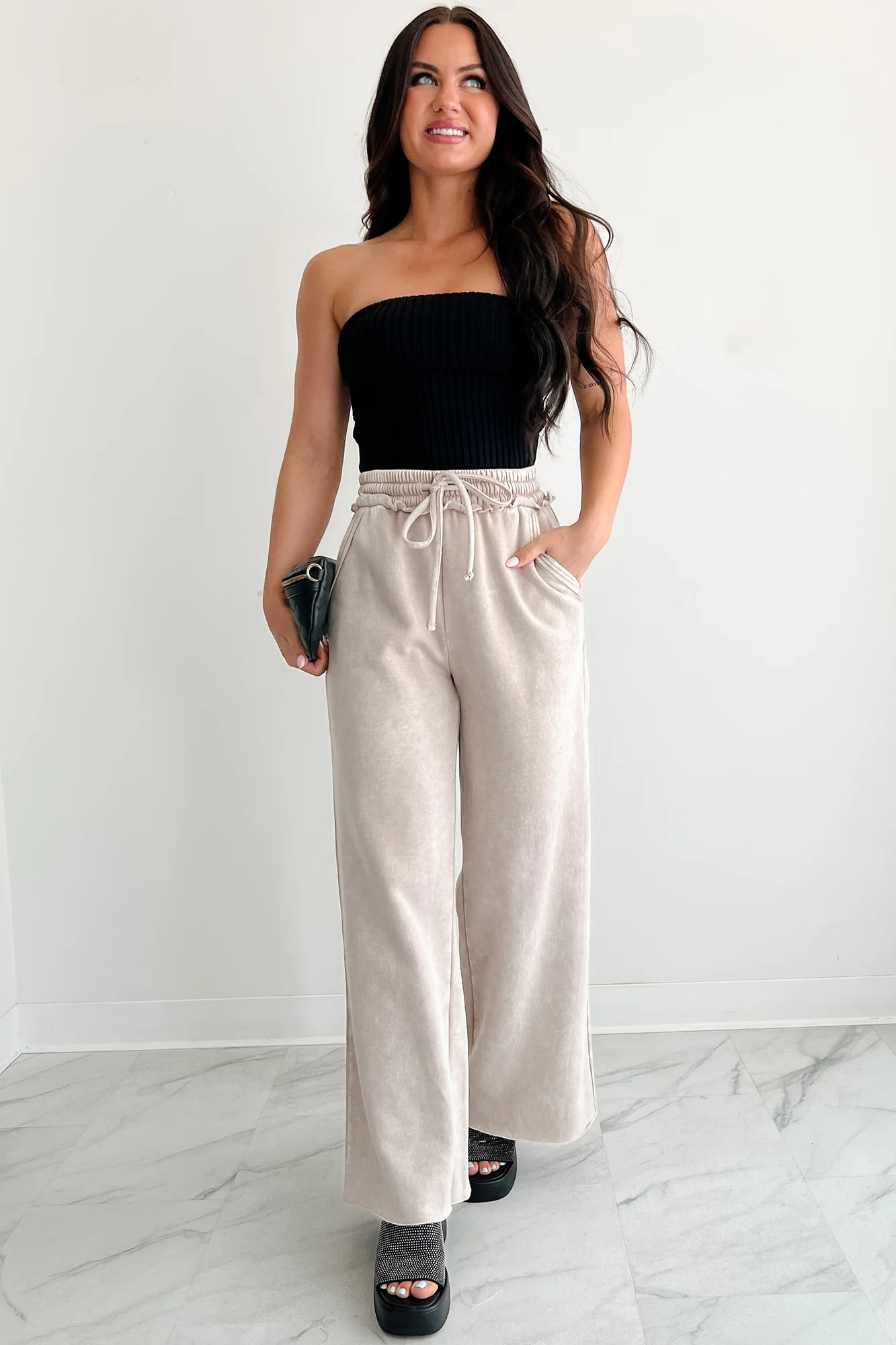Cozy Corner Ribbed Strapless Fold Over Top (Black) - Image 8
