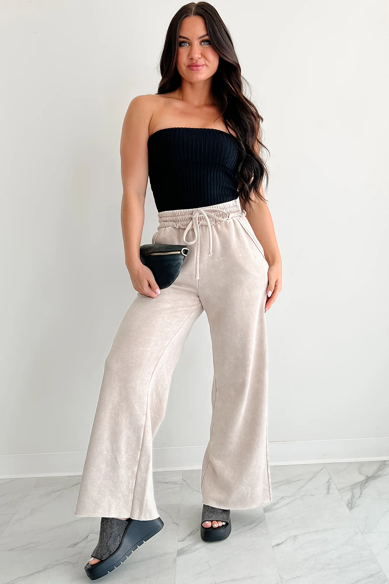 Cozy Corner Ribbed Strapless Fold Over Top (Black) - Image 9
