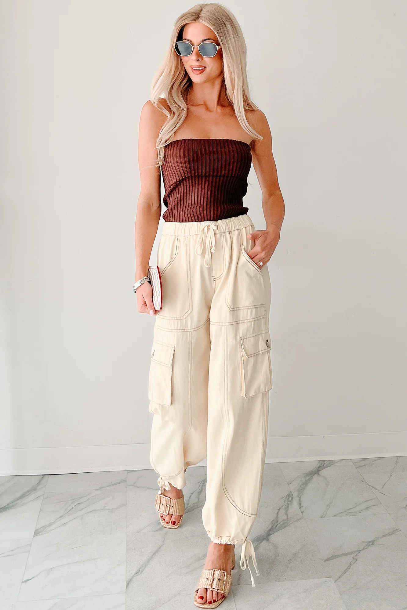 Cozy Corner Ribbed Strapless Fold Over Top (Chestnut) - Image 12
