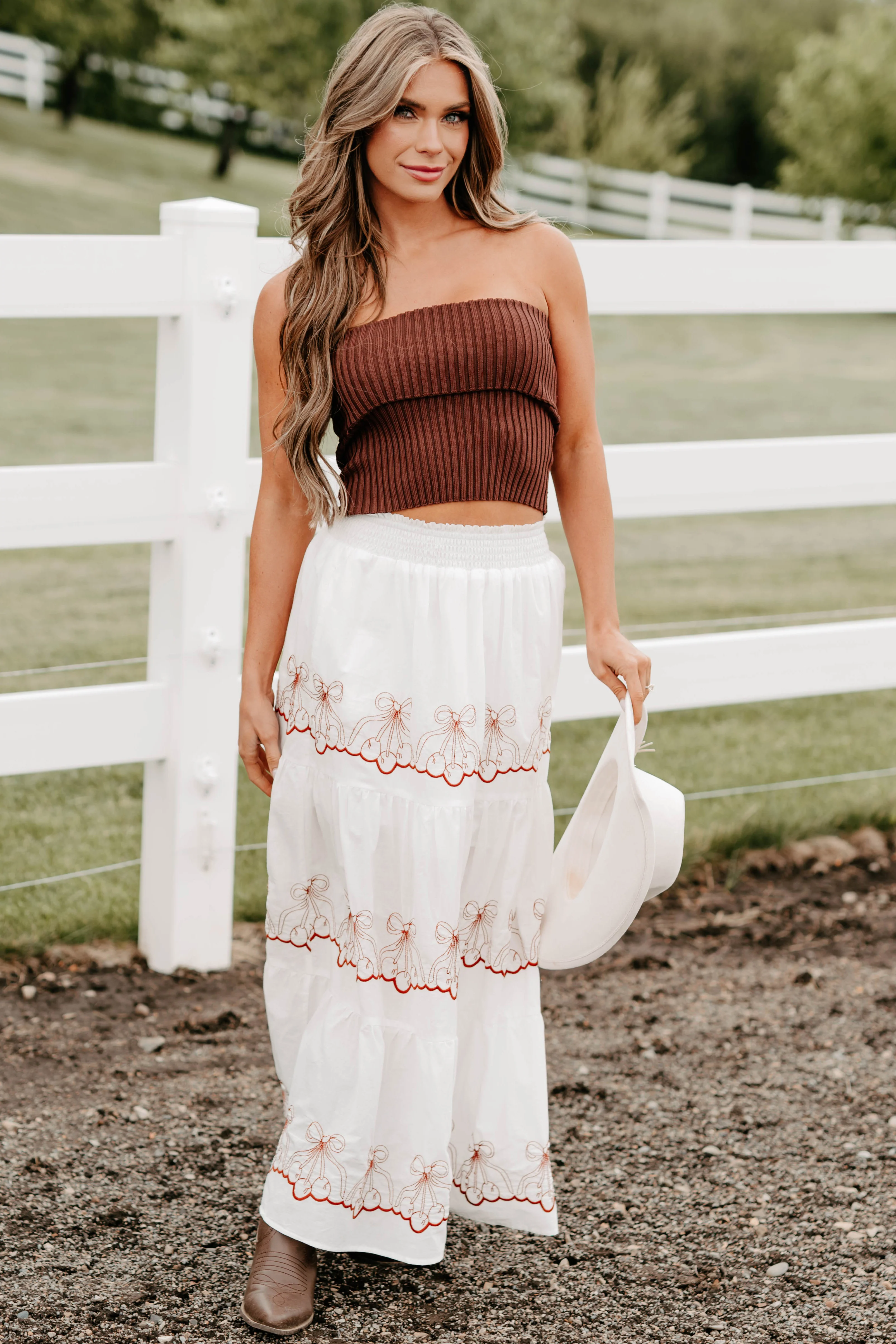 Cozy Corner Ribbed Strapless Fold Over Top (Chestnut) - Image 14