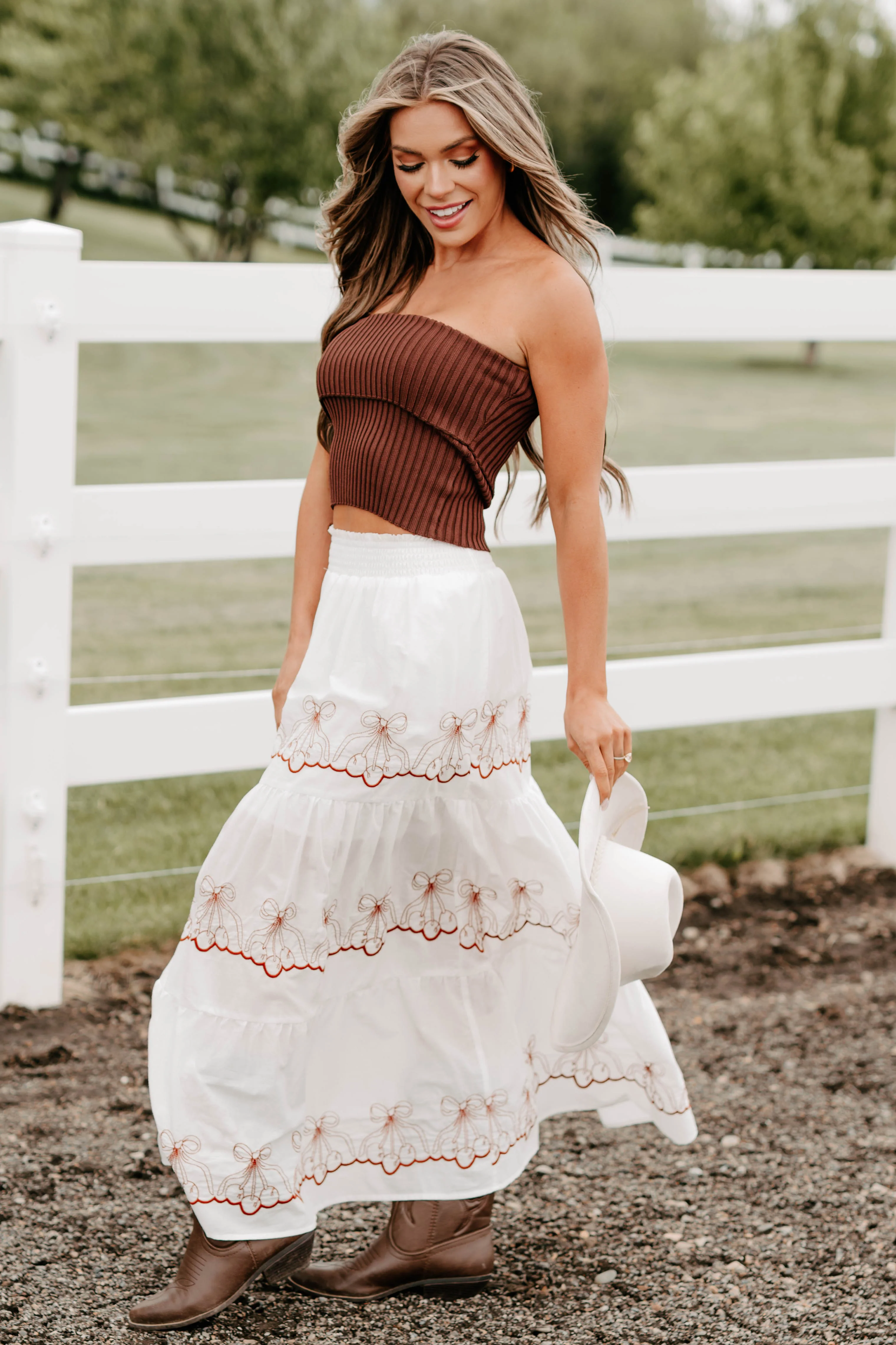 Cozy Corner Ribbed Strapless Fold Over Top (Chestnut) - Image 15
