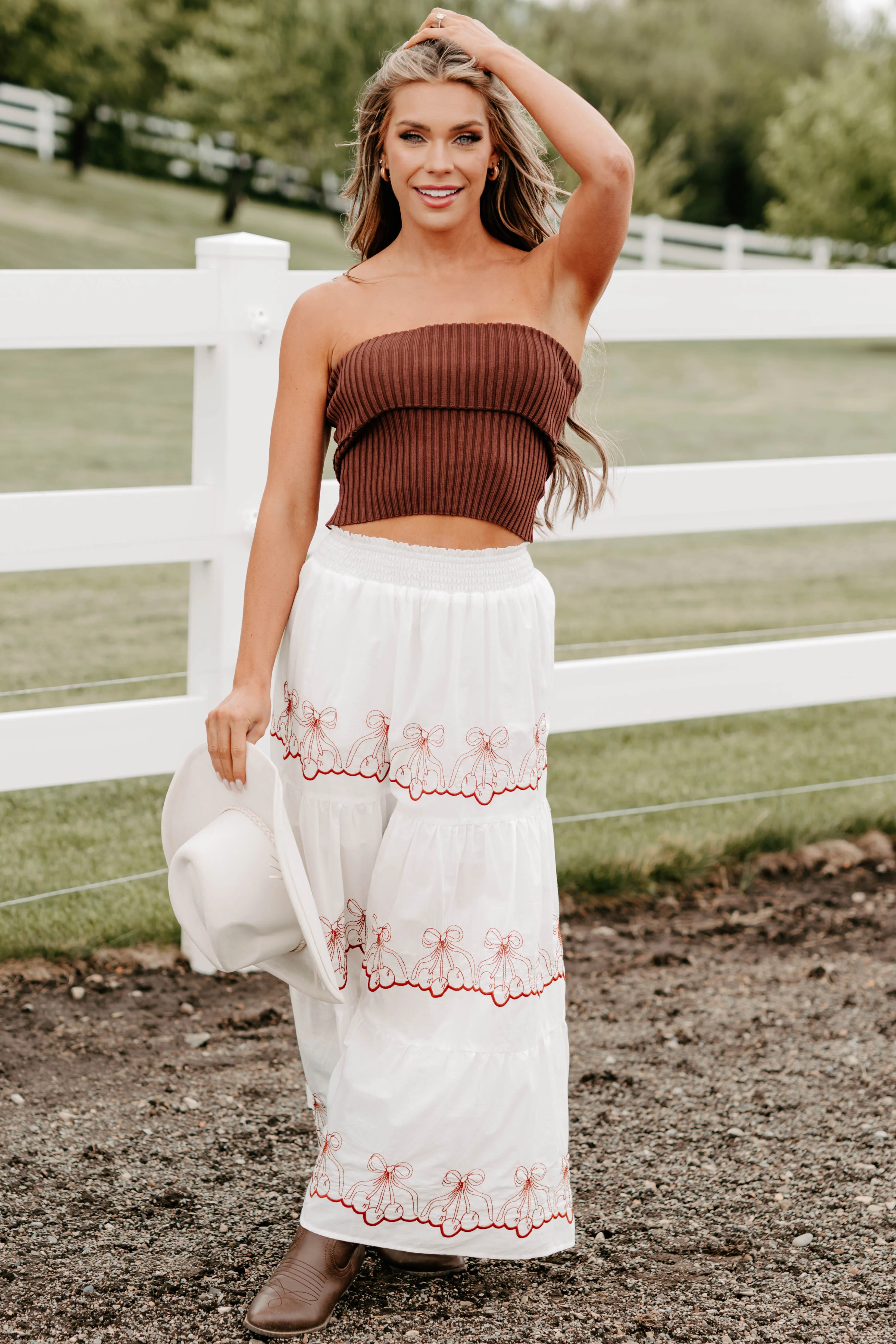 Cozy Corner Ribbed Strapless Fold Over Top (Chestnut) - Image 17