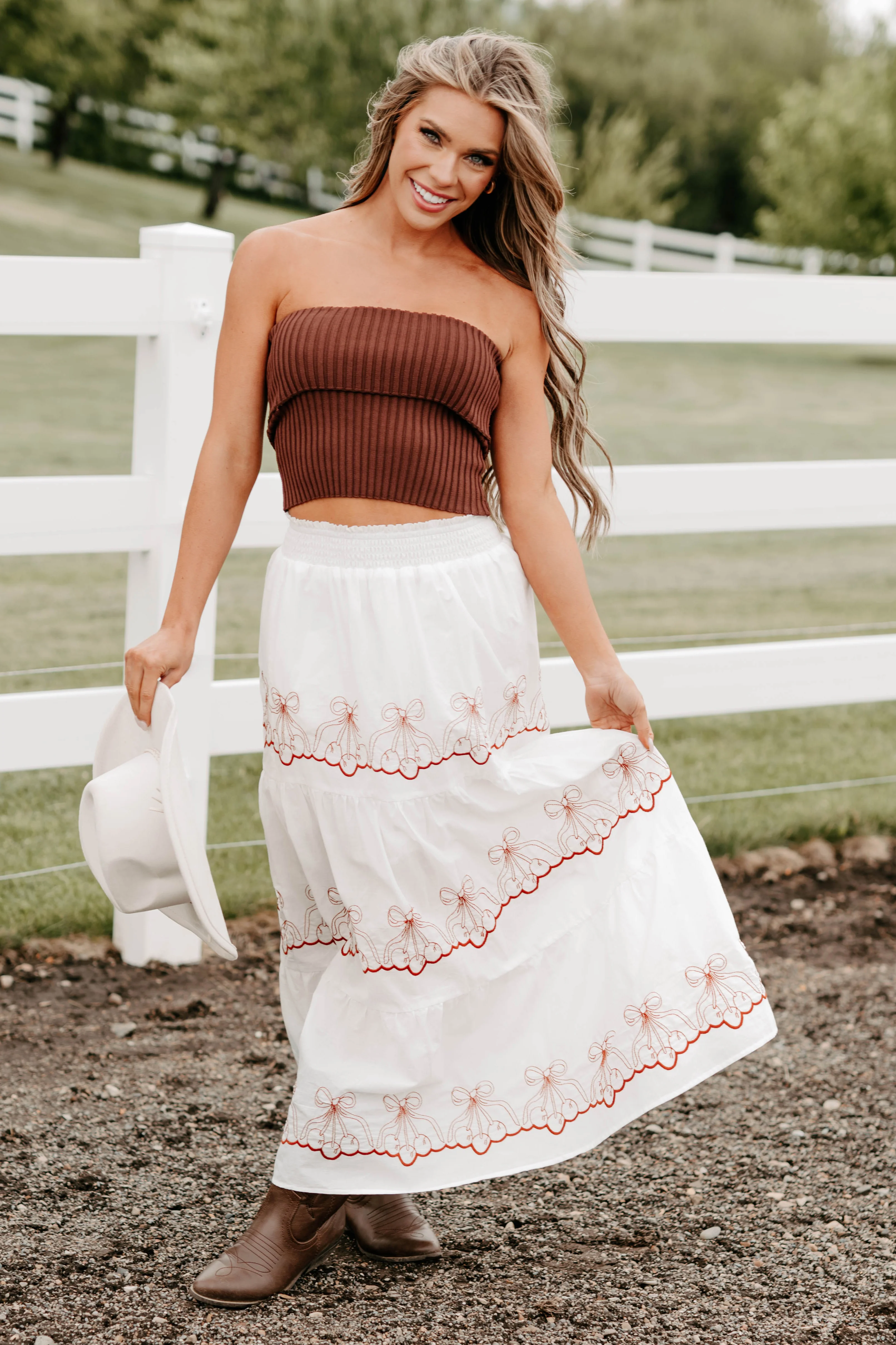 Cozy Corner Ribbed Strapless Fold Over Top (Chestnut) - Image 18