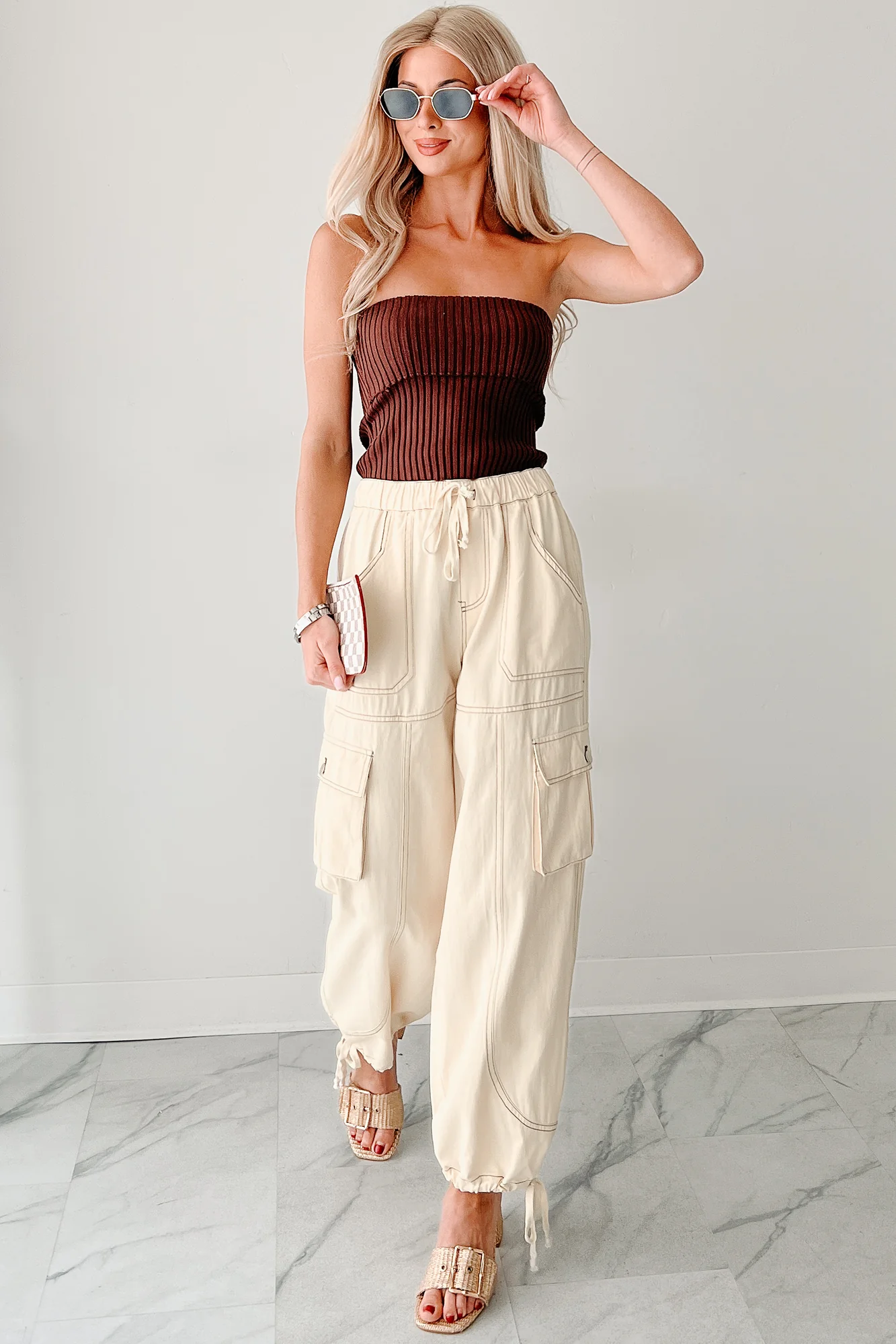 Cozy Corner Ribbed Strapless Fold Over Top (Chestnut) - Image 3