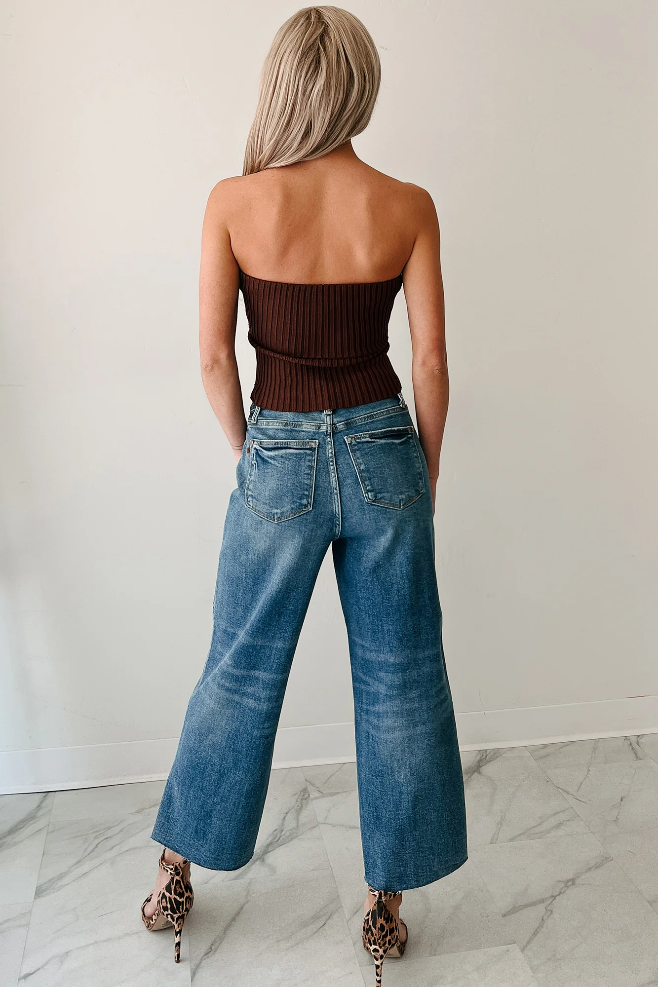 Cozy Corner Ribbed Strapless Fold Over Top (Chestnut) - Image 8