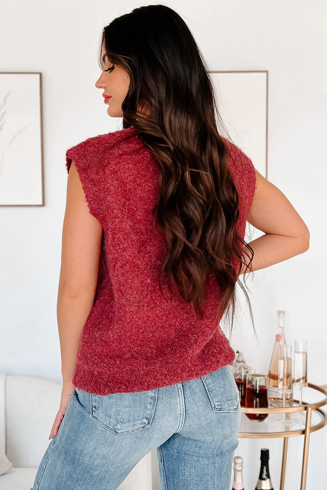 Cozy Embrace Sweater Vest (Burgundy) - Image 5