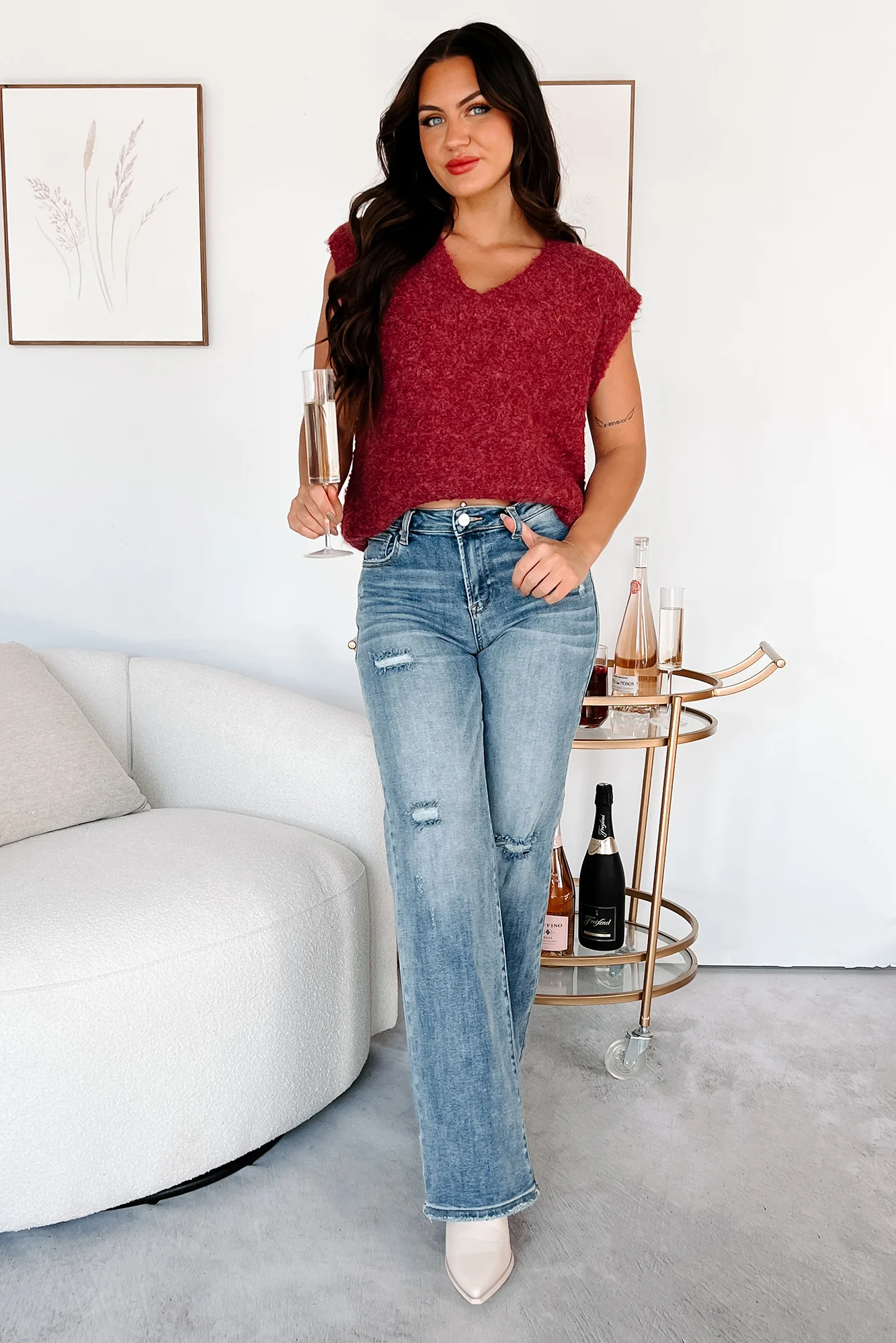 Cozy Embrace Sweater Vest (Burgundy) - Image 9