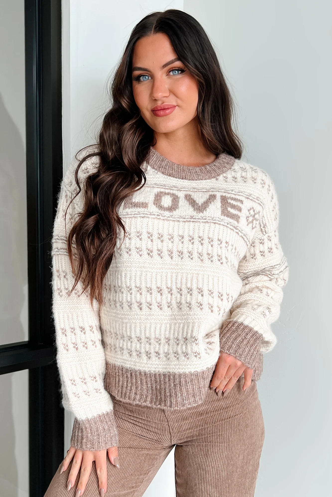 Cozy & Loving It Fair Isle Sweater (Oatmeal/Cream) - Image 5