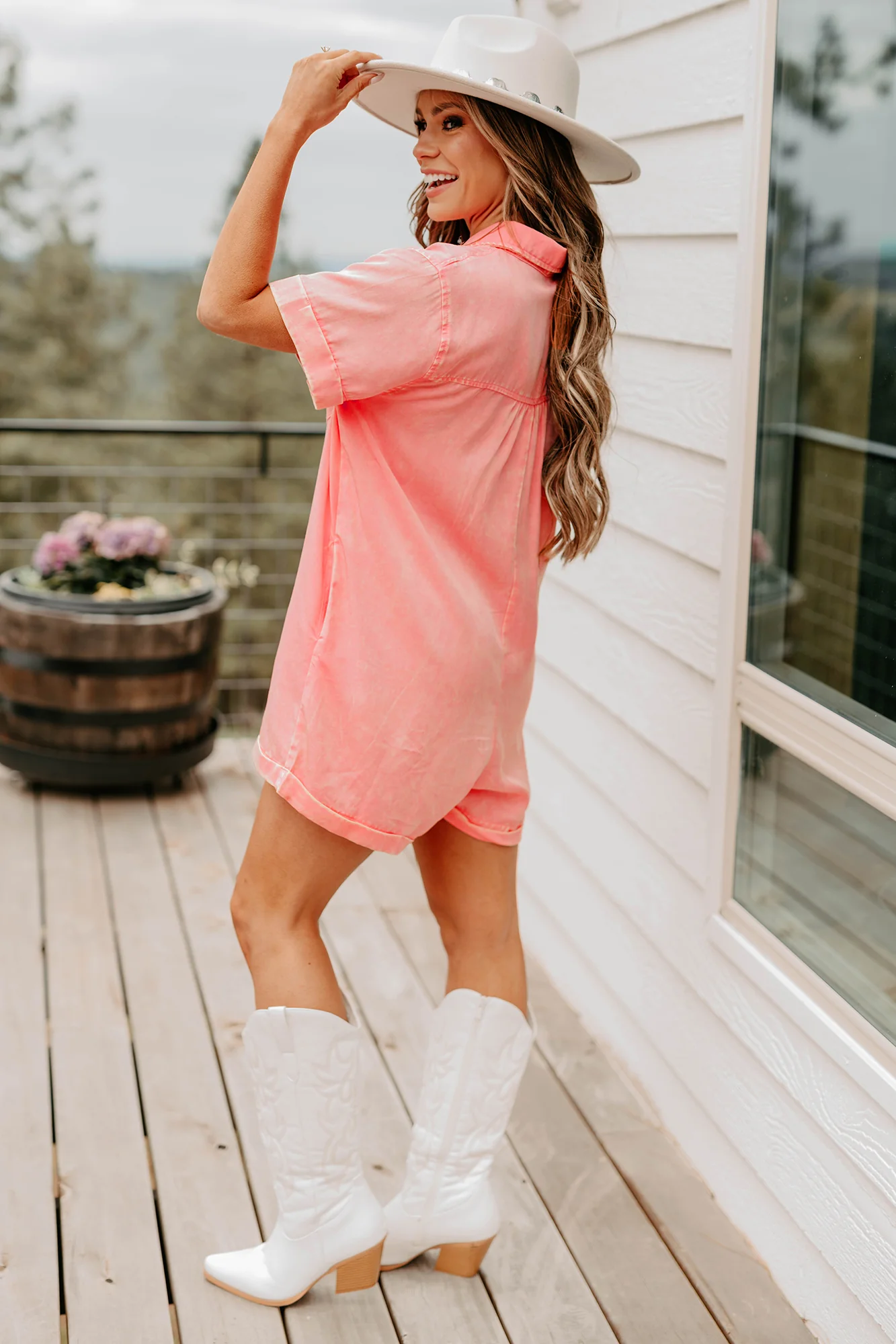 Cozy Spell Mineral Wash Zenana Romper (Dark Pink) - Image 3