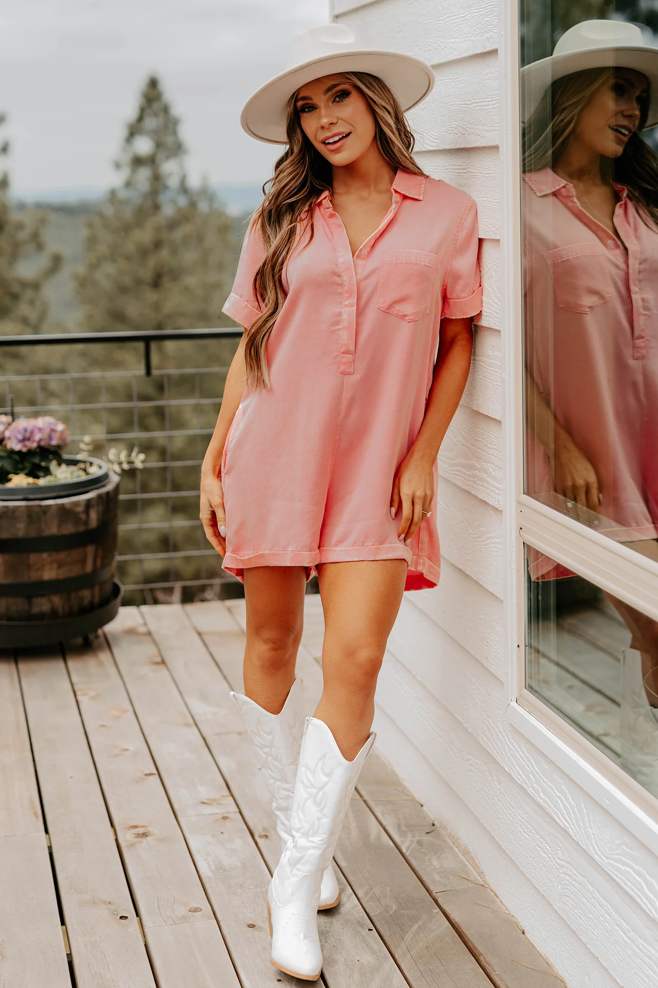 Cozy Spell Mineral Wash Zenana Romper (Dark Pink) - Image 5