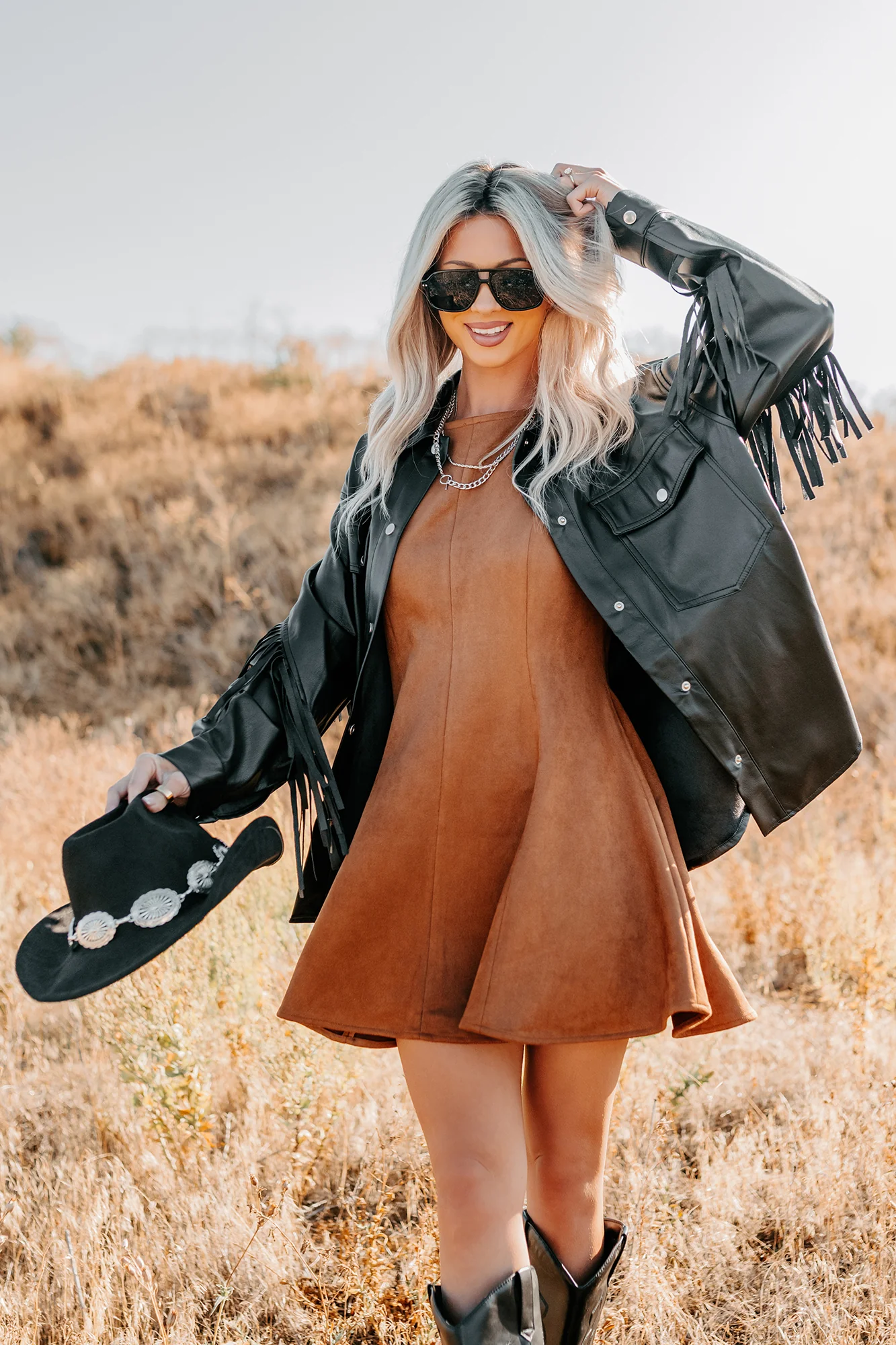 Creating Moments Faux Leather Fringe Jacket (Black) - Image 5