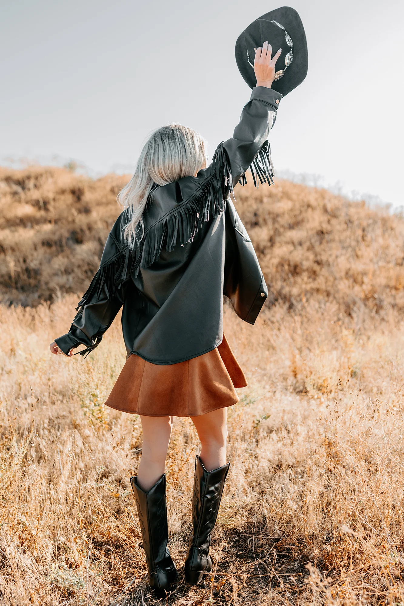 Creating Moments Faux Leather Fringe Jacket (Black) - Image 6