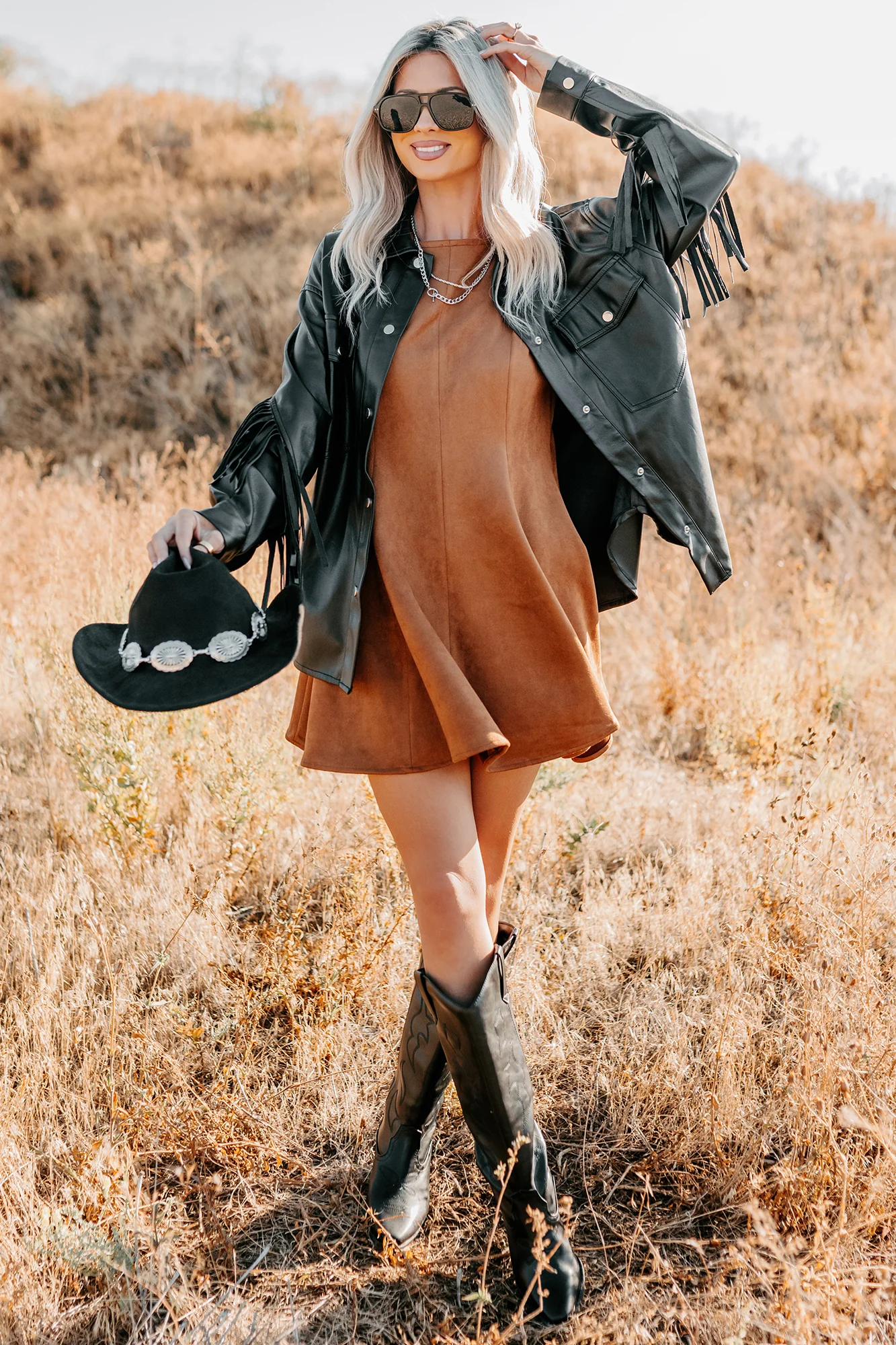 Creating Moments Faux Leather Fringe Jacket (Black) - Image 7