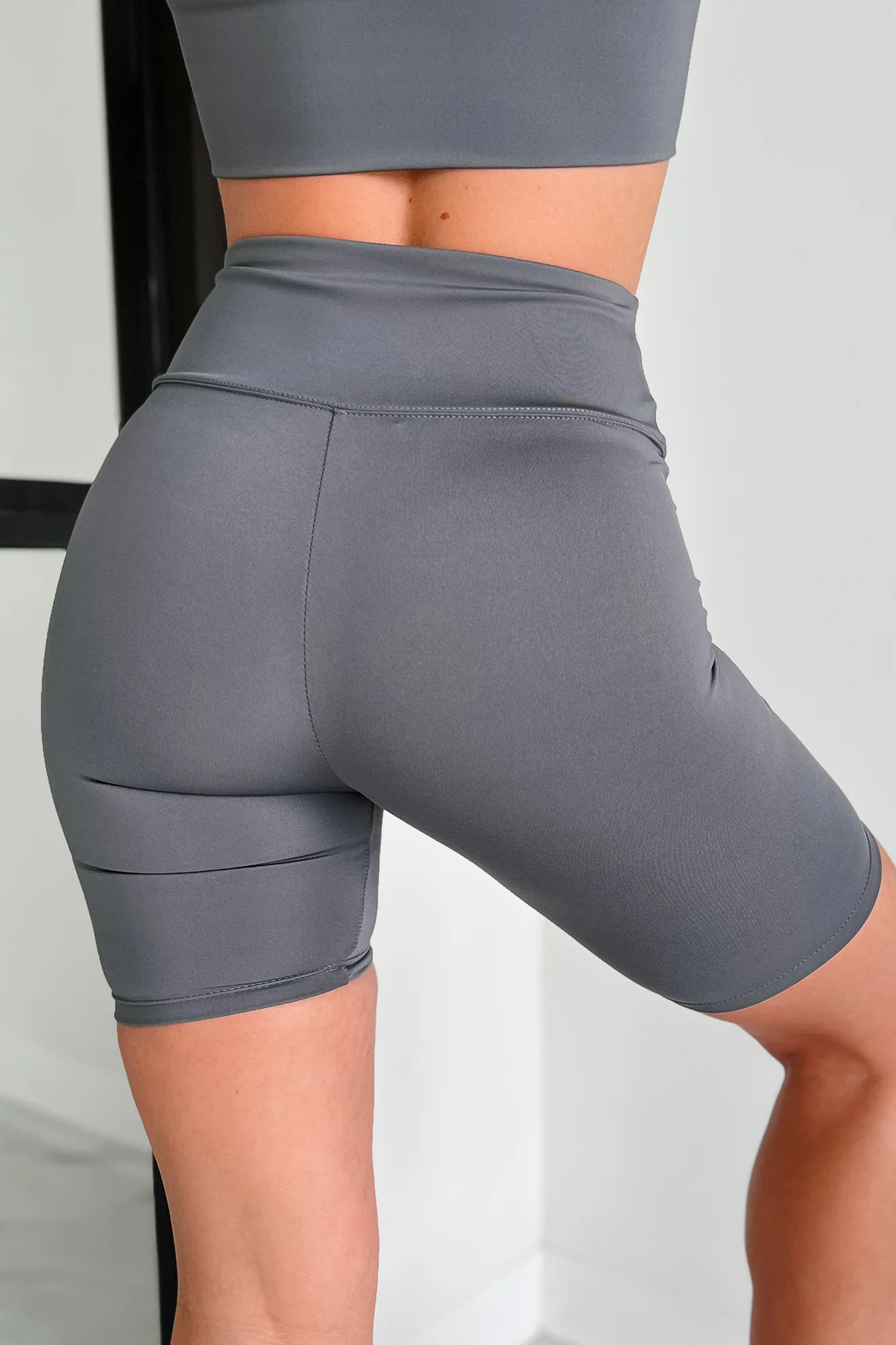 Crushing My Workouts High Waisted Biker Shorts (Midnight Charcoal) - Image 4