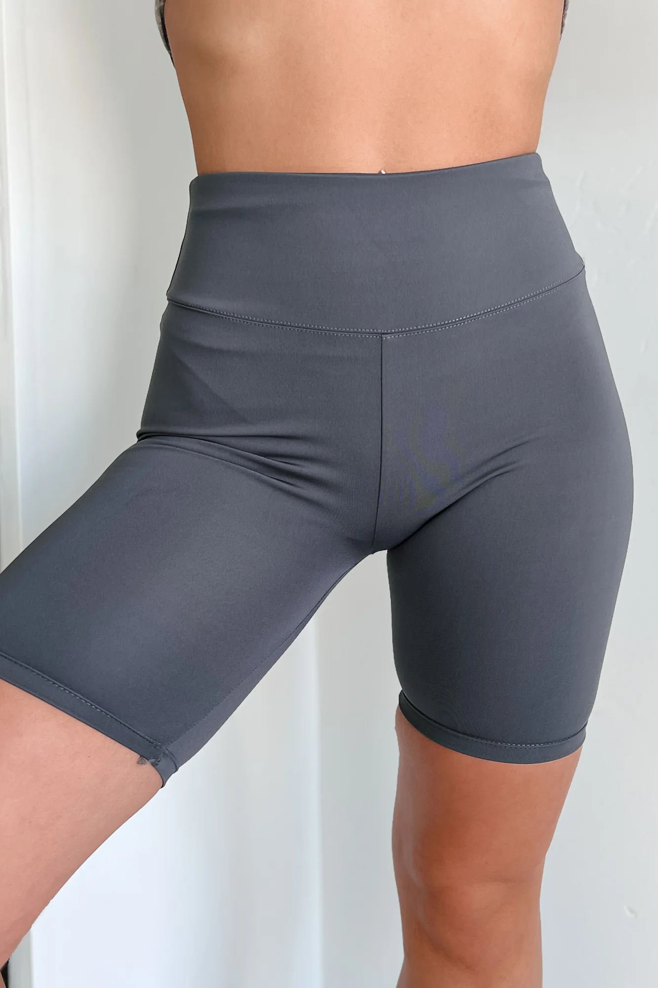 Crushing My Workouts High Waisted Biker Shorts (Midnight Charcoal) - Image 5