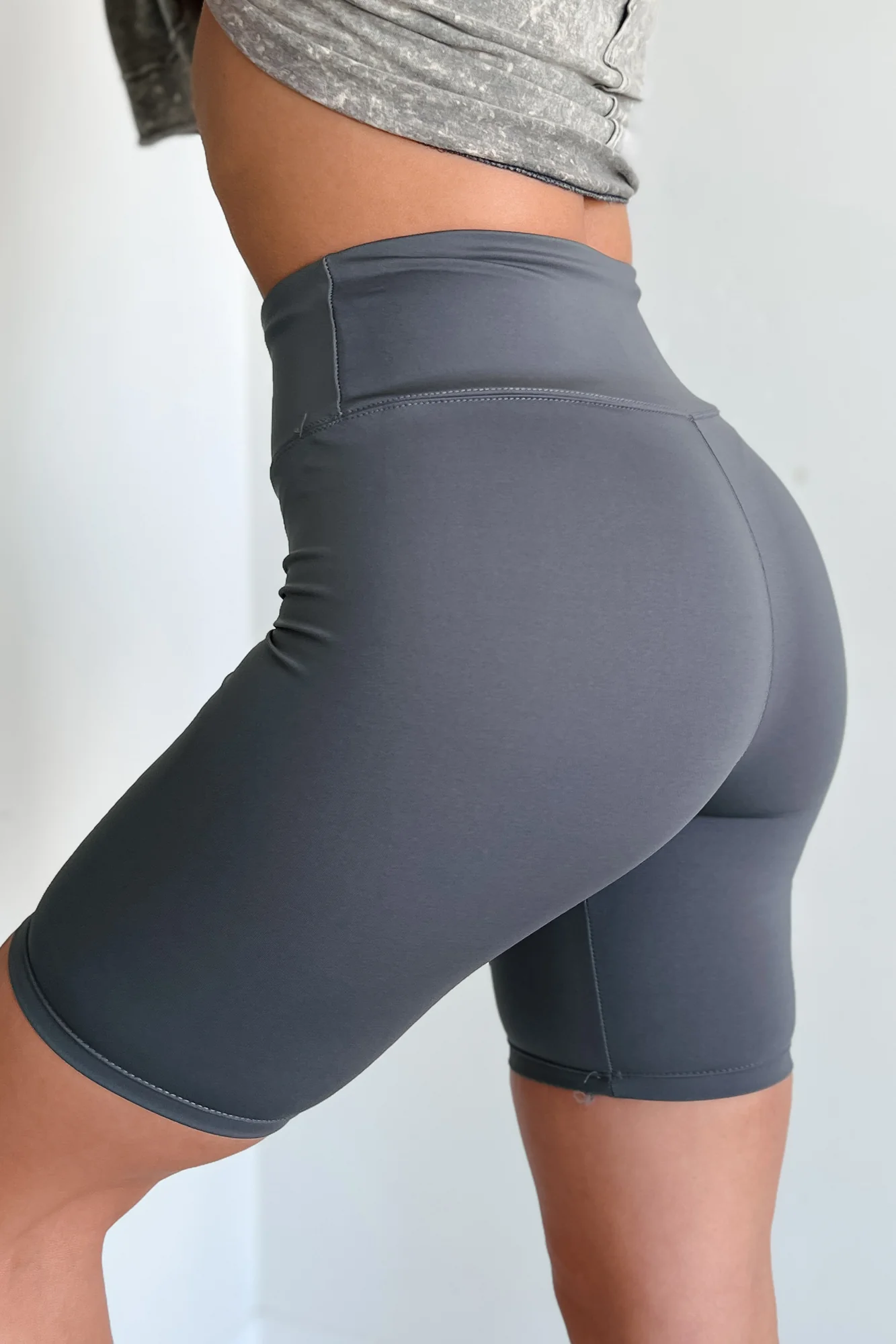 Crushing My Workouts High Waisted Biker Shorts (Midnight Charcoal) - Image 6