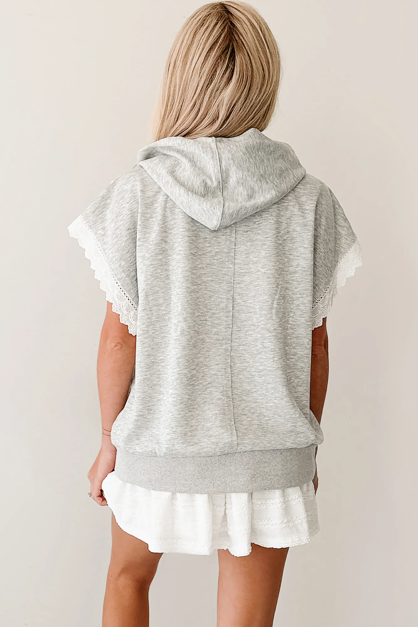 Cuddle Weather Short Sleeve Hoodie (Heather Grey) - Image 4