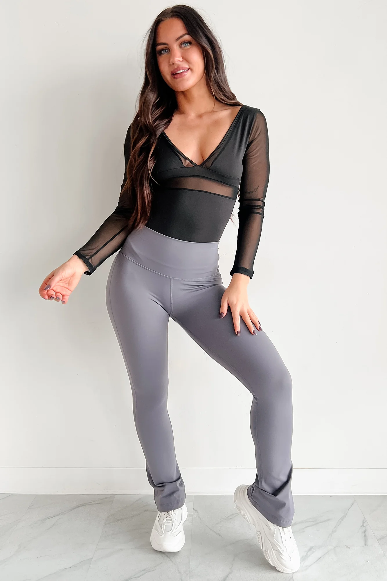 Curvy Confidence High Rise Flare Legging (Charcoal) - Image 6