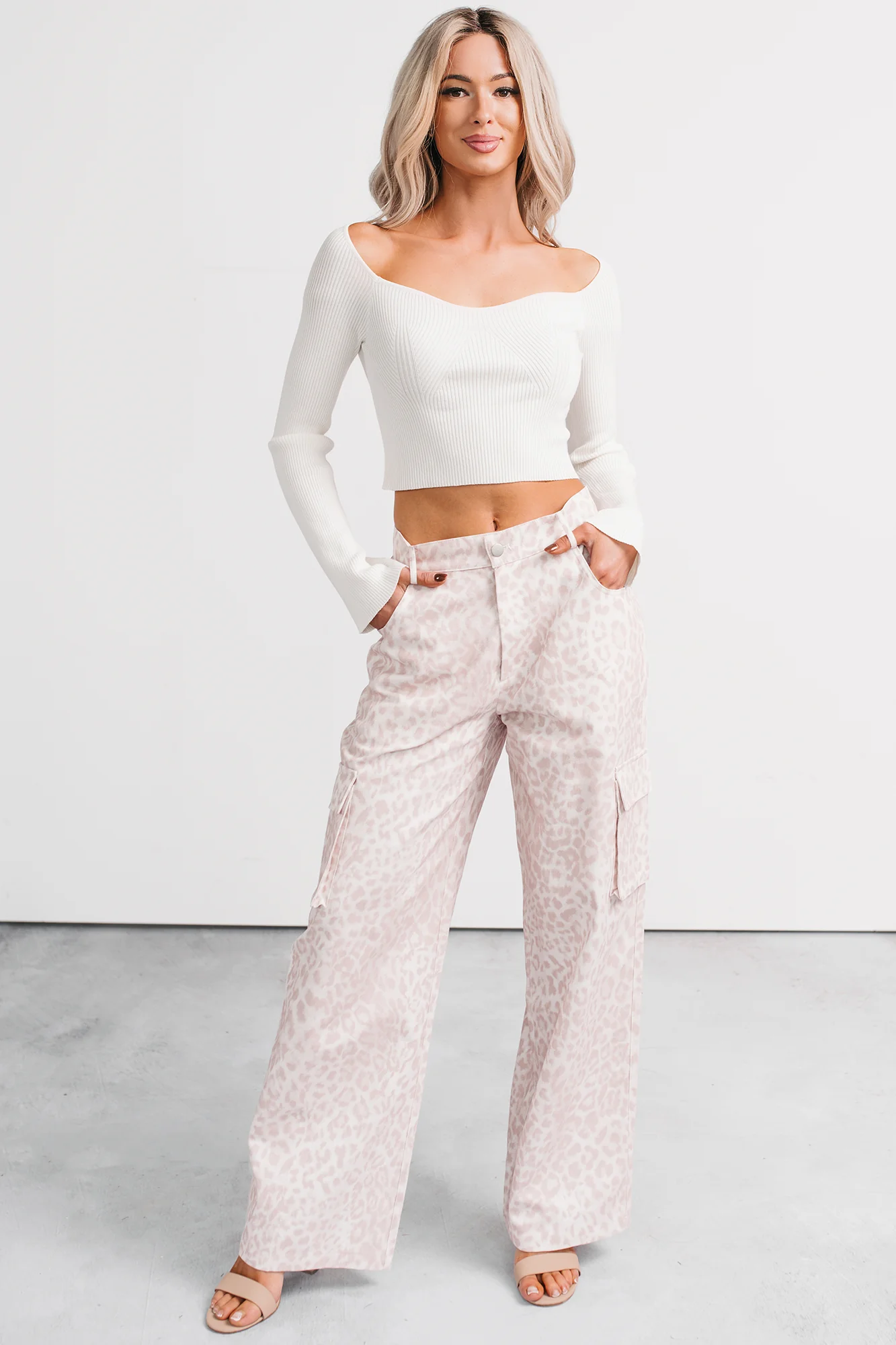 Cute As Ever Ribbed Long Sleeve Knit Crop Top (Ivory) - Image 8