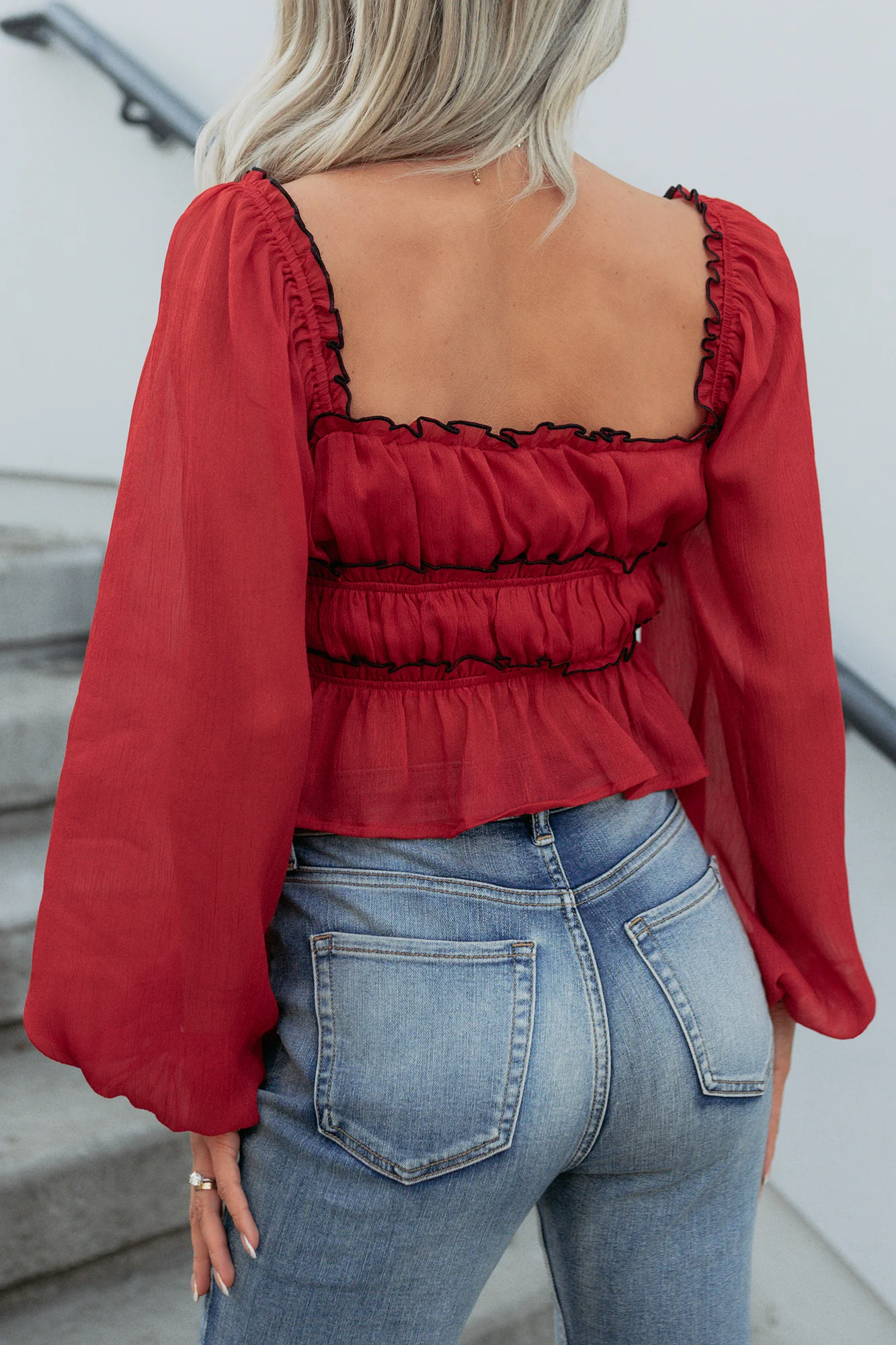 Cute With It Sweetheart Neck Bow Detail Top (Red Wine) - Image 6