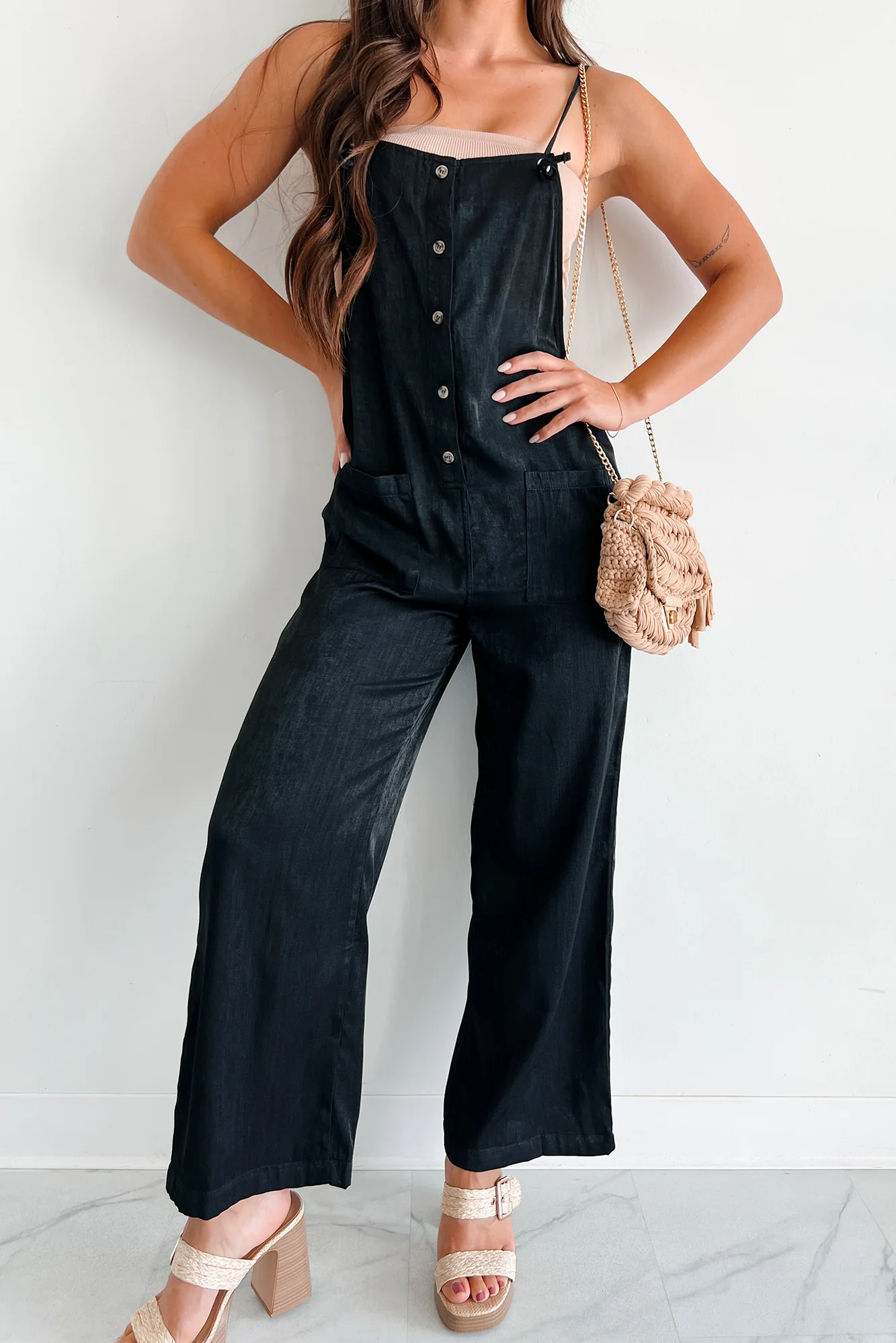 Cutest Aesthetic Button Front Jumpsuit (Black) - Image 2