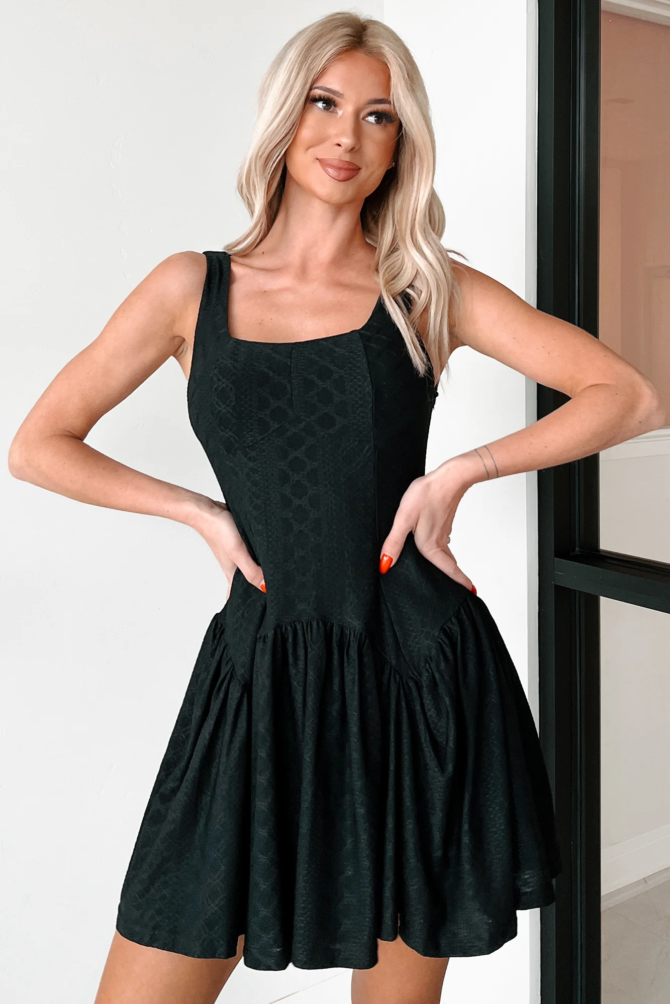 Cutie On The Loose Textured Mini Dress (Black) - Image 3