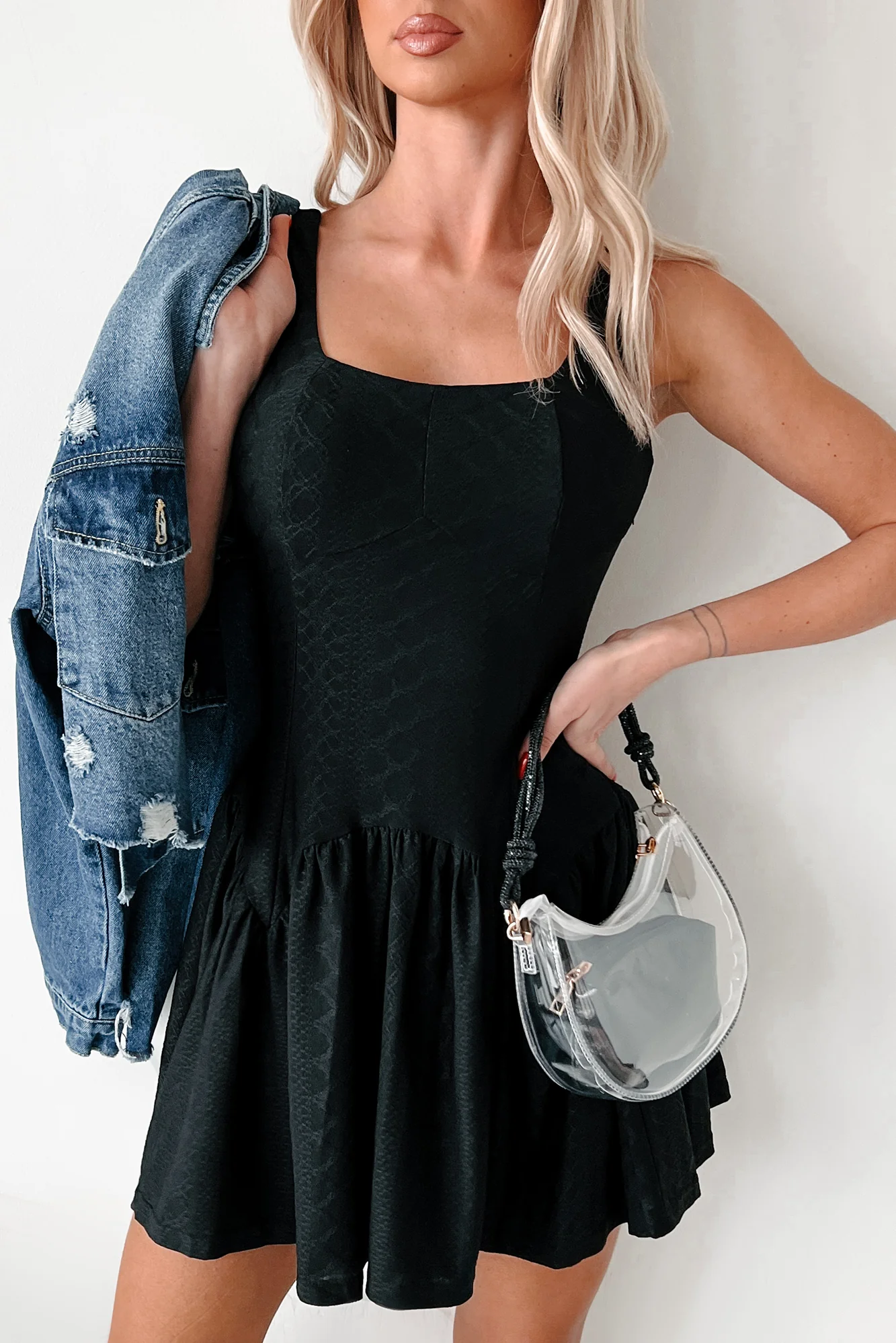 Cutie On The Loose Textured Mini Dress (Black) - Image 5