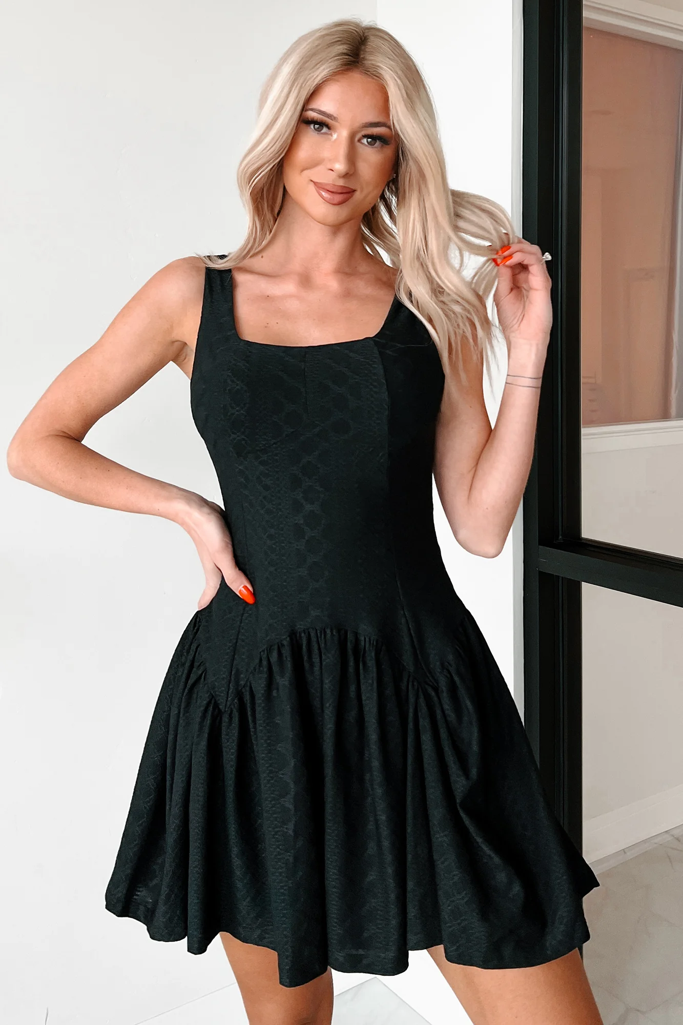 Cutie On The Loose Textured Mini Dress (Black) - Image 6