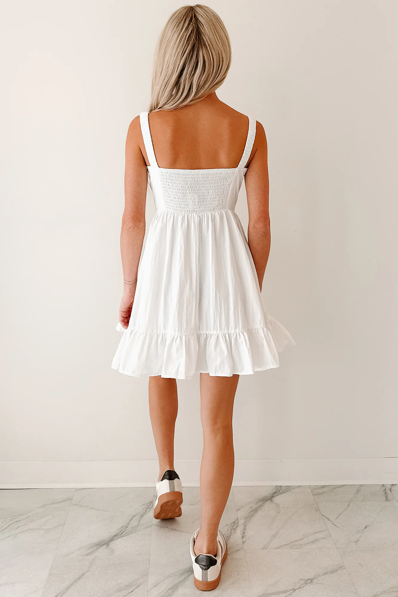 Dahlia Dreams Sleeveless Mini Dress (White) - Image 4
