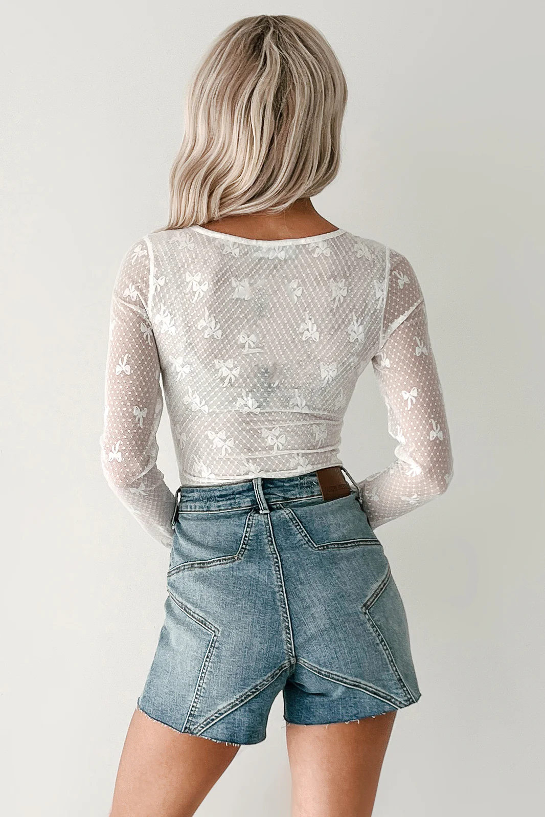Daisy Filled Days Jacquard Mesh Bodysuit (Ivory) - Image 3