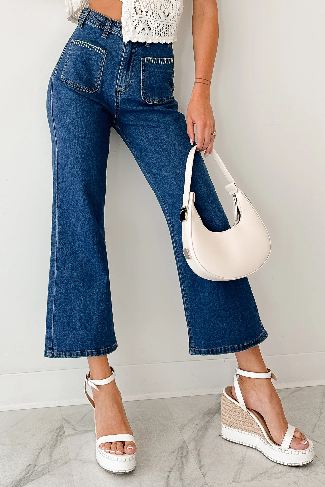 Damian High Rise Denim Lovelo Flare Jeans (Dark) - Image 2