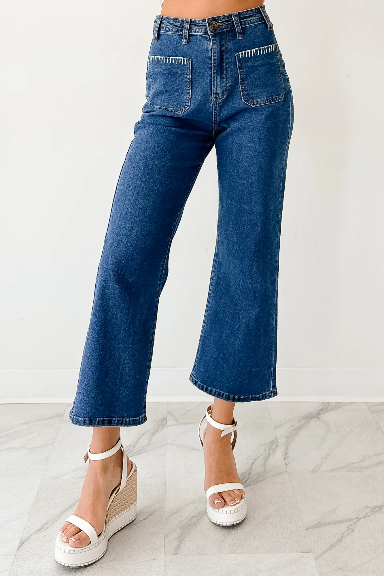 Damian High Rise Denim Lovelo Flare Jeans (Dark) - Image 3