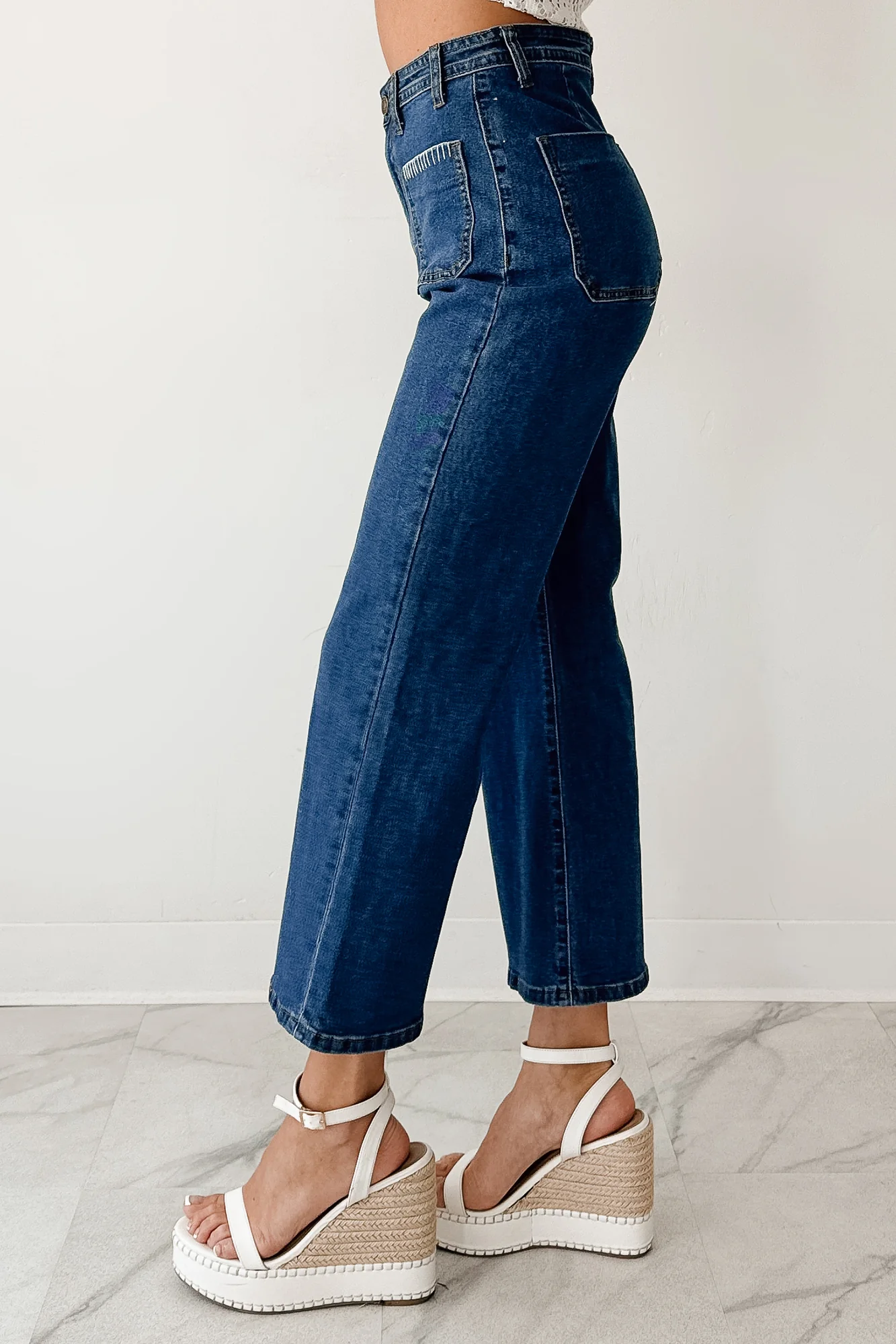Damian High Rise Denim Lovelo Flare Jeans (Dark) - Image 4