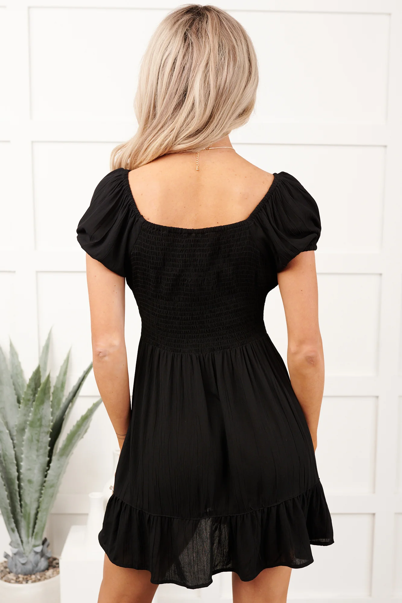 Dancing On Clouds Short Sleeve Mini Dress (Black) - Image 5
