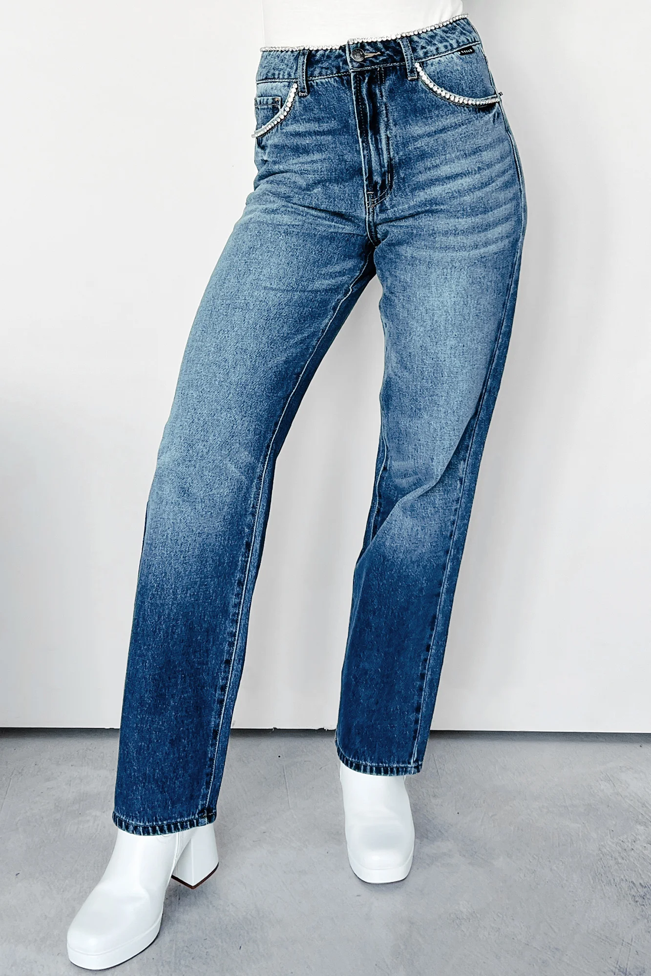 Danson Rhinestone Embellished Cello Dad Jeans (Dark) - Image 10