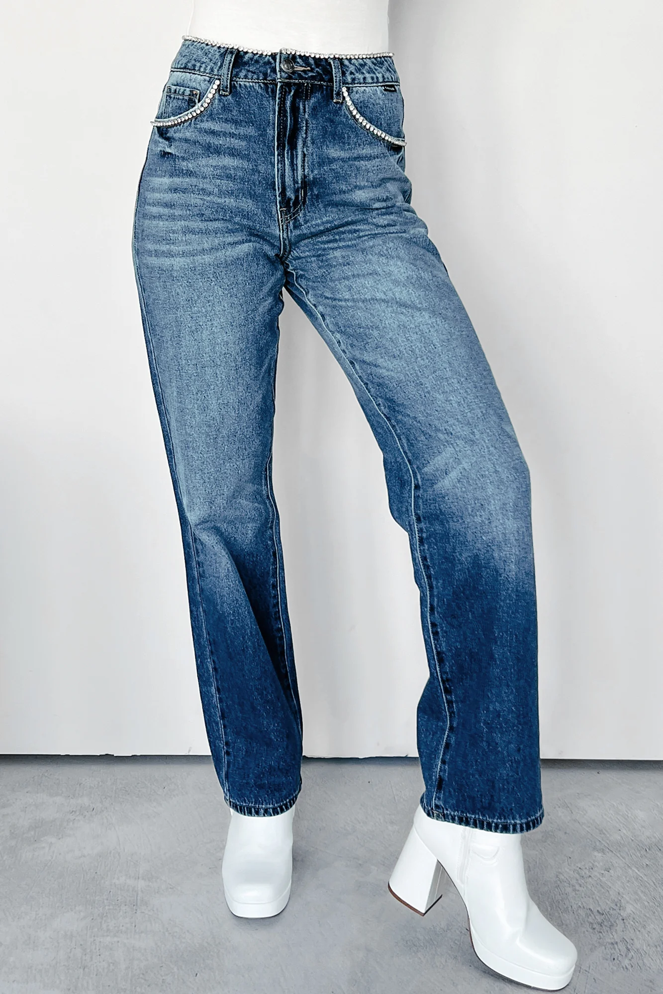 Danson Rhinestone Embellished Cello Dad Jeans (Dark) - Image 11