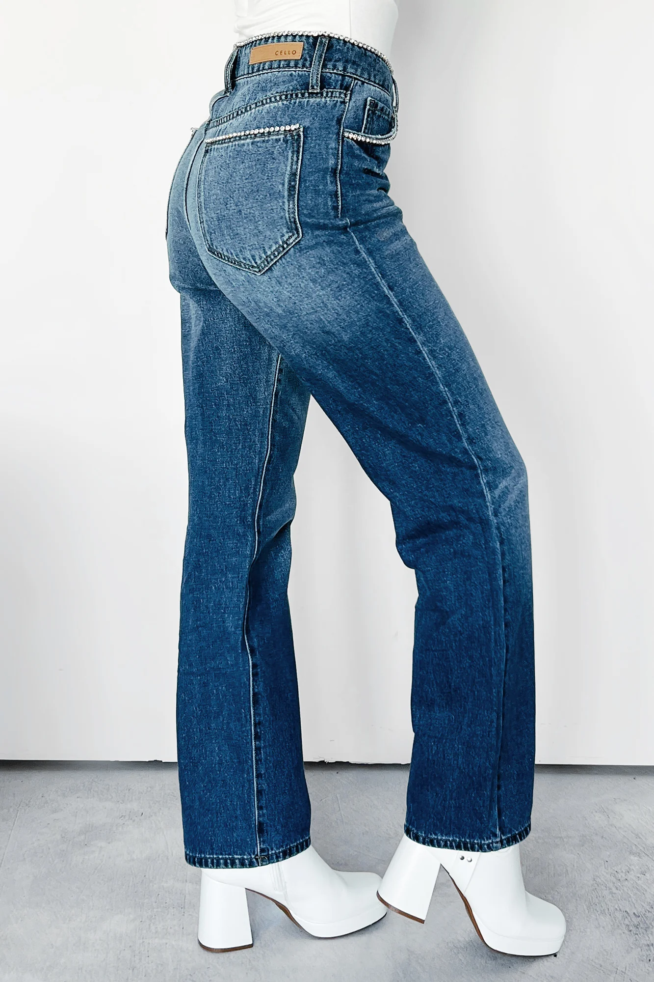 Danson Rhinestone Embellished Cello Dad Jeans (Dark) - Image 12