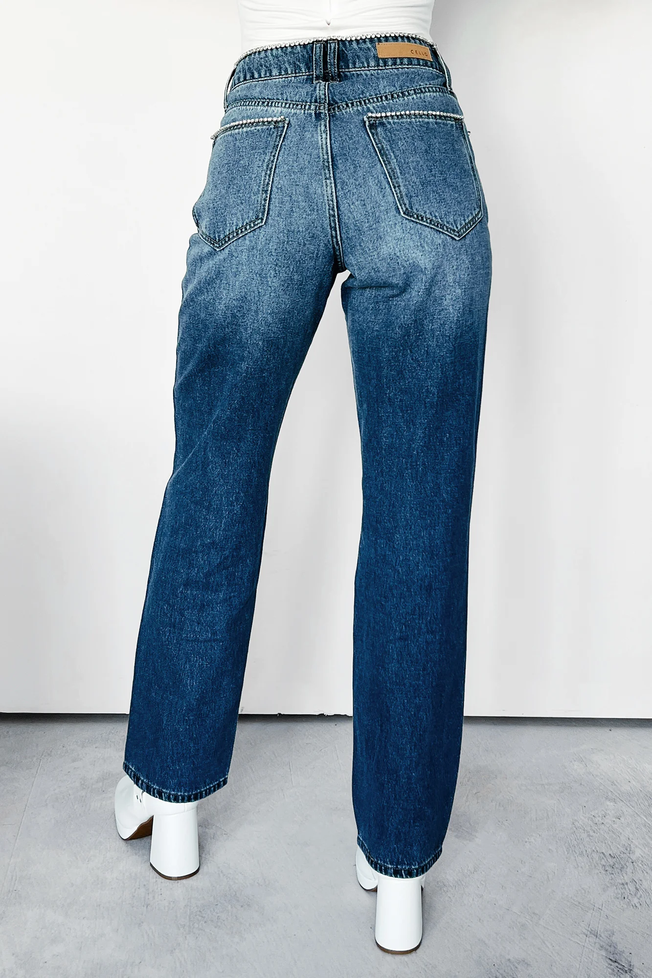Danson Rhinestone Embellished Cello Dad Jeans (Dark) - Image 13